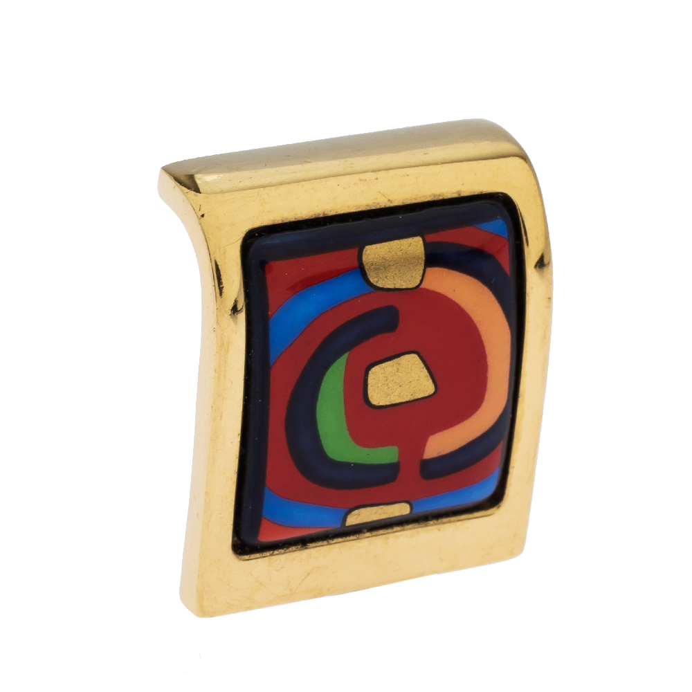 

Frey Wille Hommage à Hundertwasser Spiral of Life Multicolor Fire Enamel Square Pendant