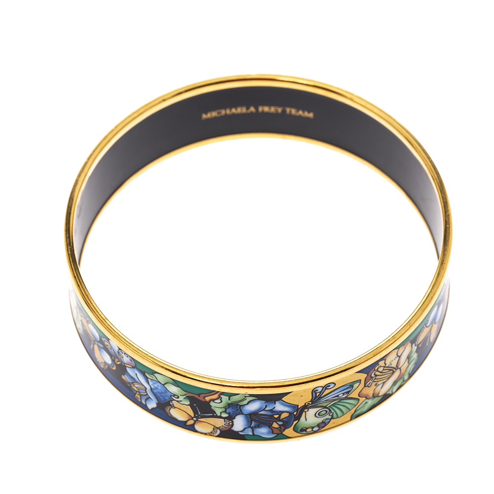 Frey Wille Vintage Multicolor Fire Enamel Gold Plated Wide Bangle ...