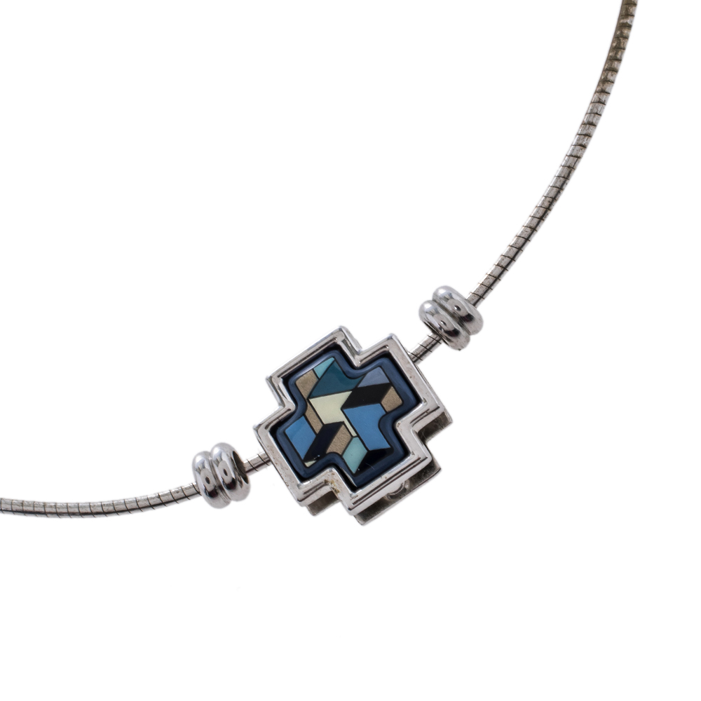 

Frey Wille Sterling Silver Omega Chain Cross Pendant Necklace, Blue