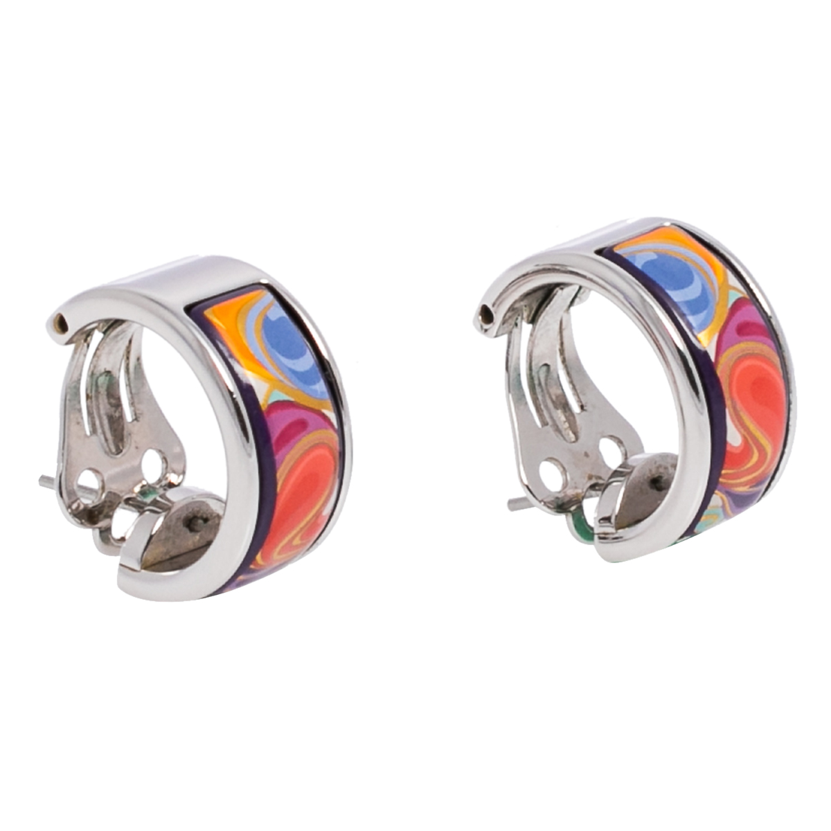 

Frey Wille Floral Symphony Fire Enamel Palladium Plated Hoop Earrings, Multicolor