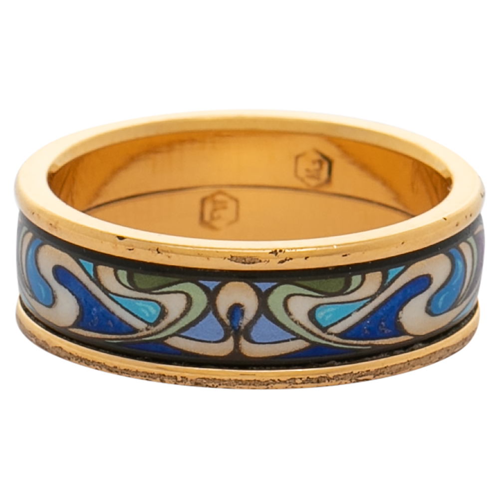 

Frey Wille Gold Plated Hommage à Alphonse Mucha Band Ring Size EU 50, Multicolor