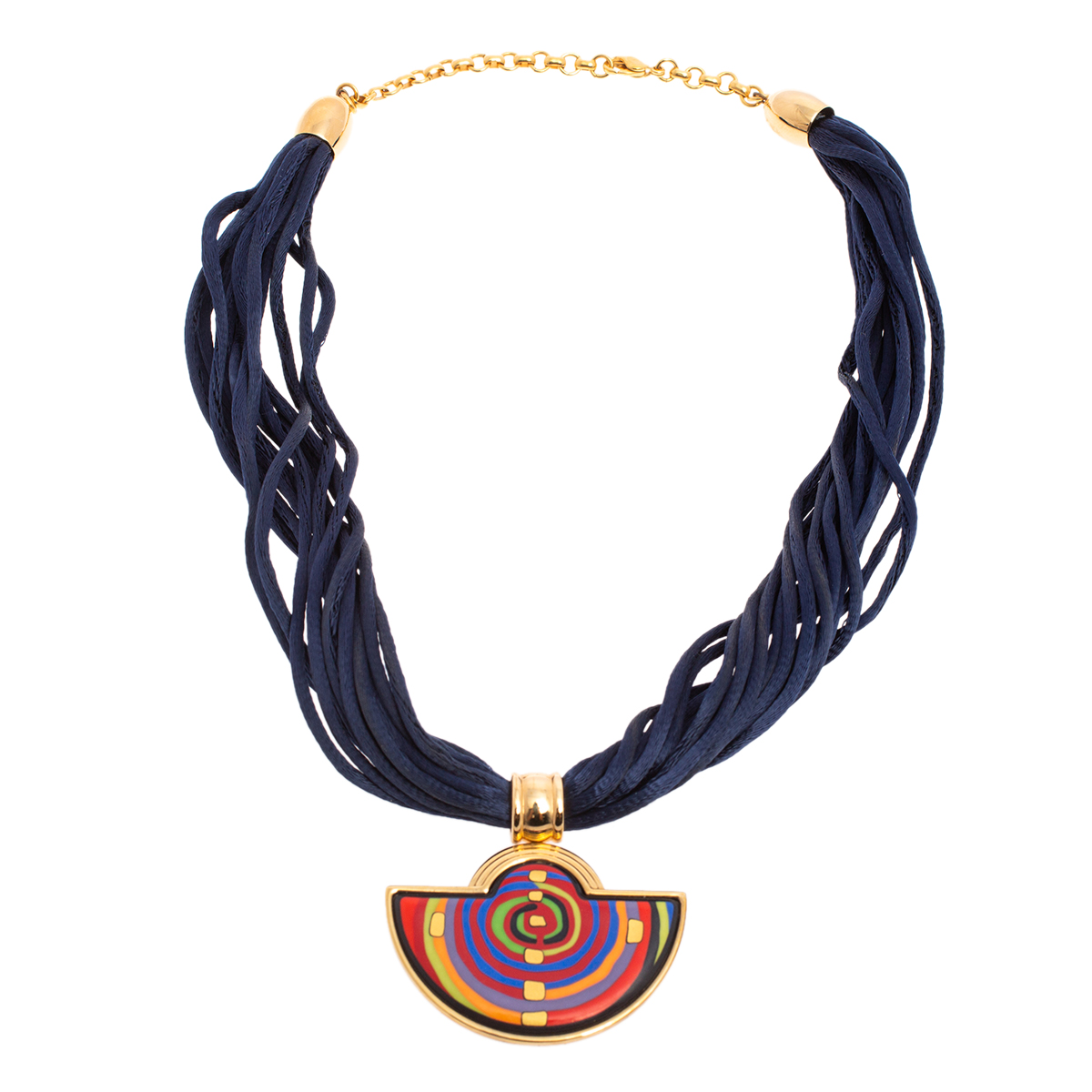 

Frey Wille Hommage à Hundertwasser Spiral of Life Half Moon Pendant Necklace, Multicolor