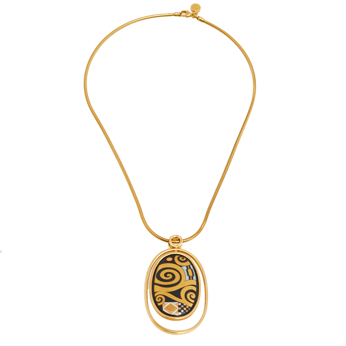 

Frey Wille Hommage à Gustav Klimt Gold Plated Enamel Pendant Necklace