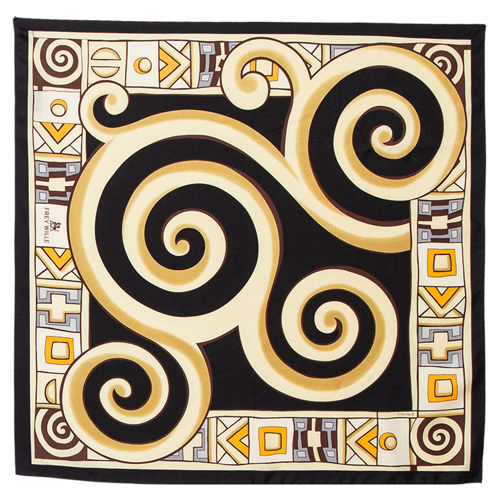 Pre-owned Frey Wille Black Hommage &agrave; Gustav Klimt Silk Scarf