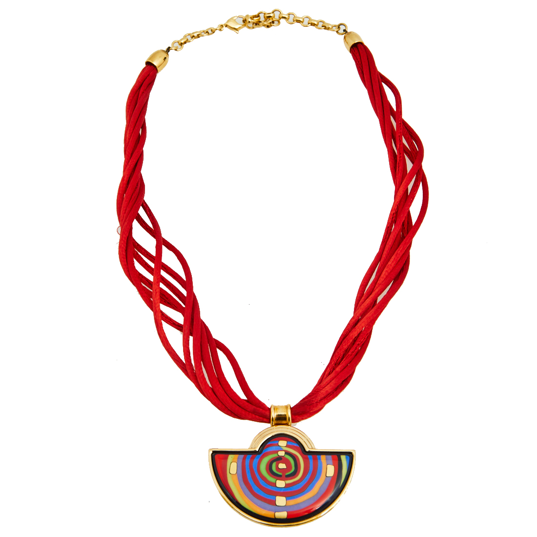 

Frey Wille Hommage à Hundertwasser Spiral of Life Half Moon Pendant Necklace, Multicolor