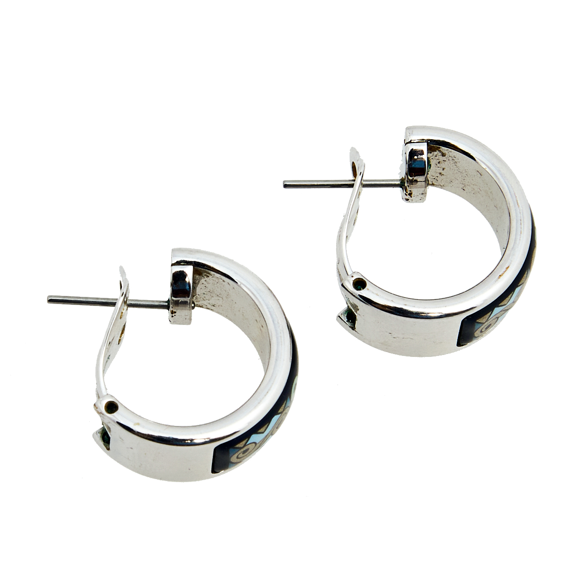 

Frey Wille Multicolor Fire Enamel Palladium Plated Hoop Earrings