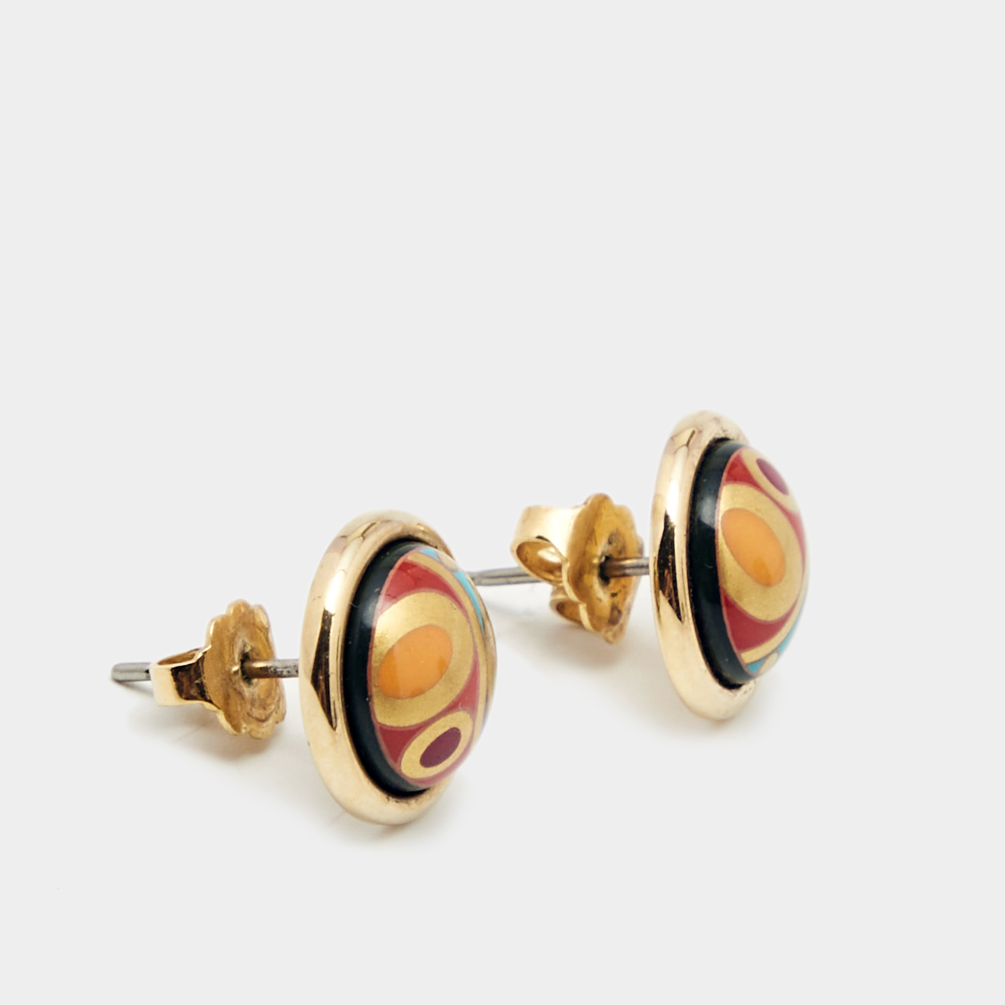 

Frey Wille Fire Enamel Gold Tone Stud Earrings