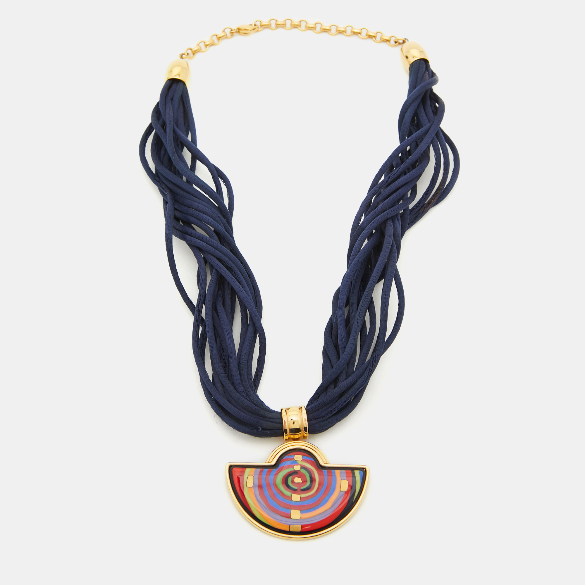 

Frey Wille Fire Enamel Gold Tone Cord Necklace