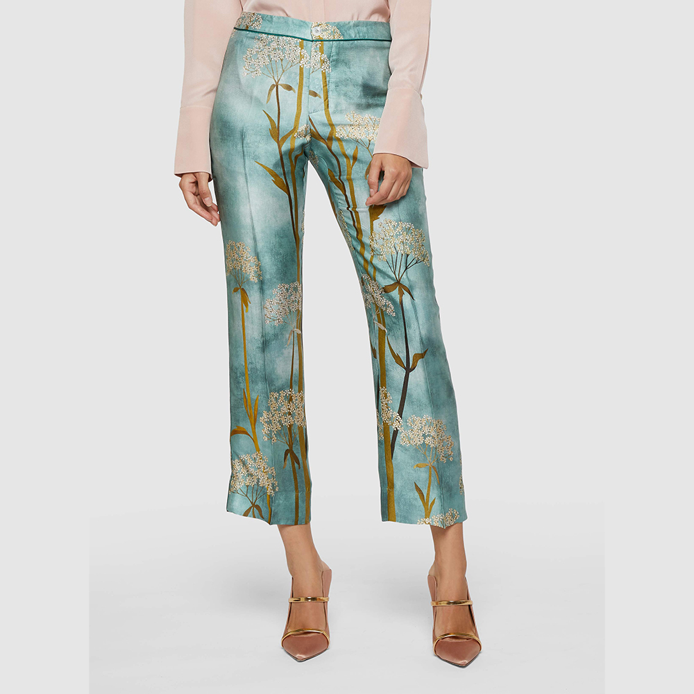 

F.R.S For Restless Sleepers Blue Edlerflower Printed Straight Leg Trousers Size