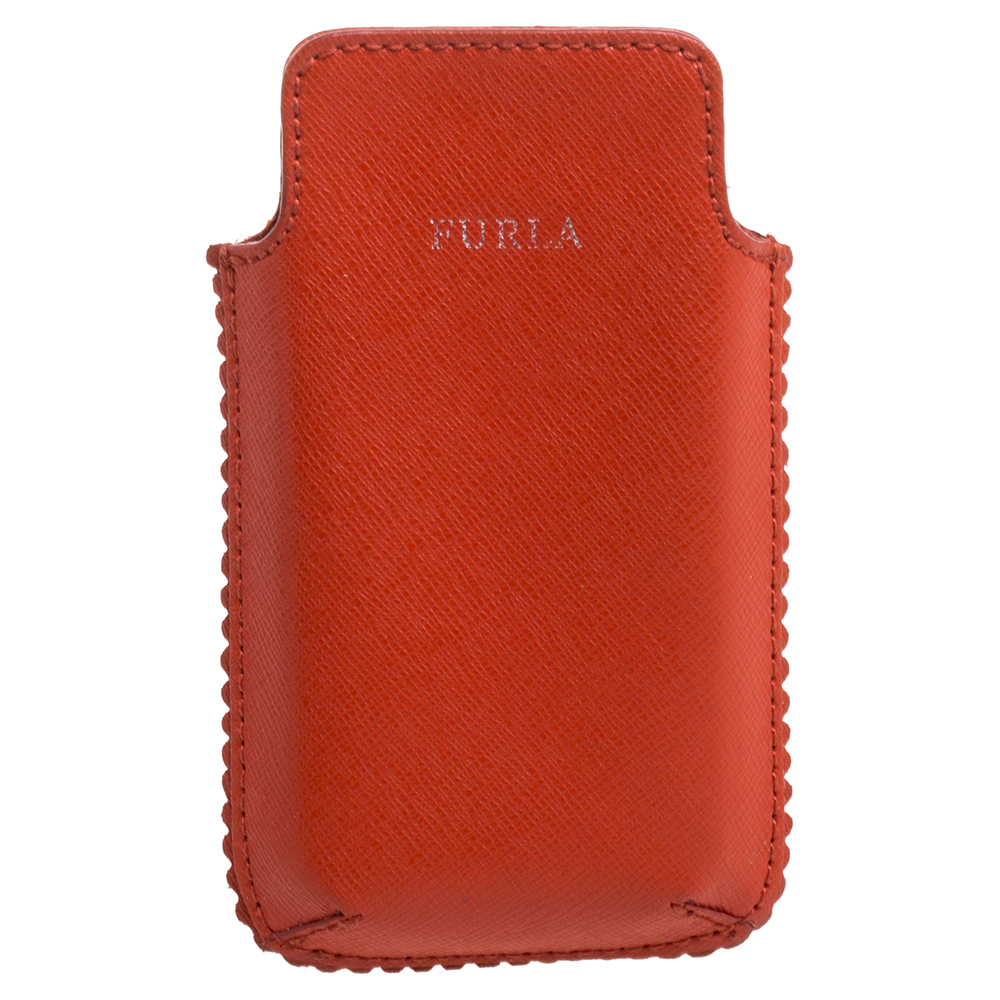 Pre-owned Furla Orange Leather Phone Case
