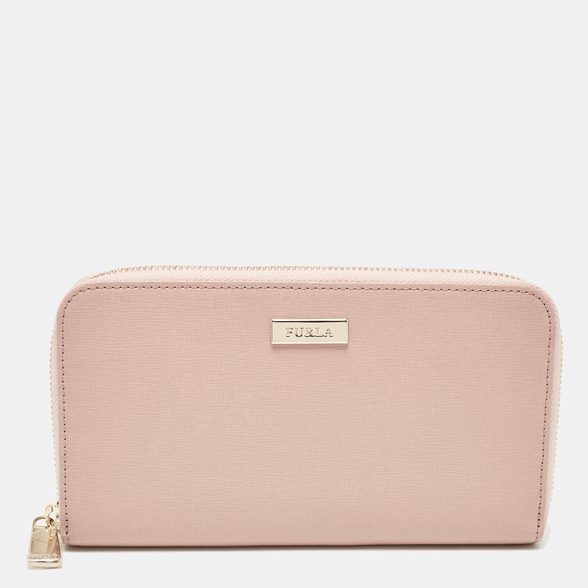 

Furla Nude Leather Zip Around Wallet, Pink