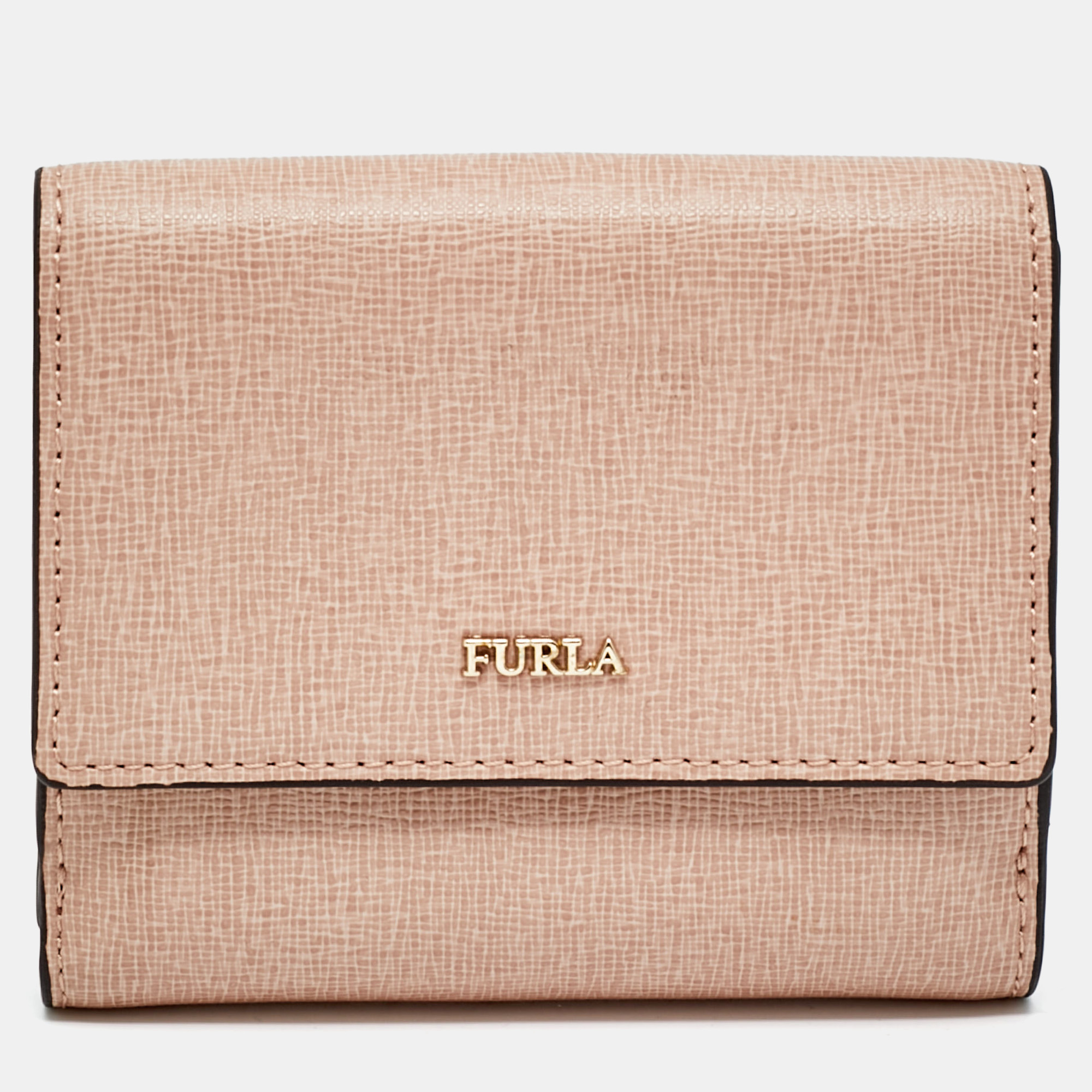 Pre-owned Furla Dusty Pink Leather Compact Wallet