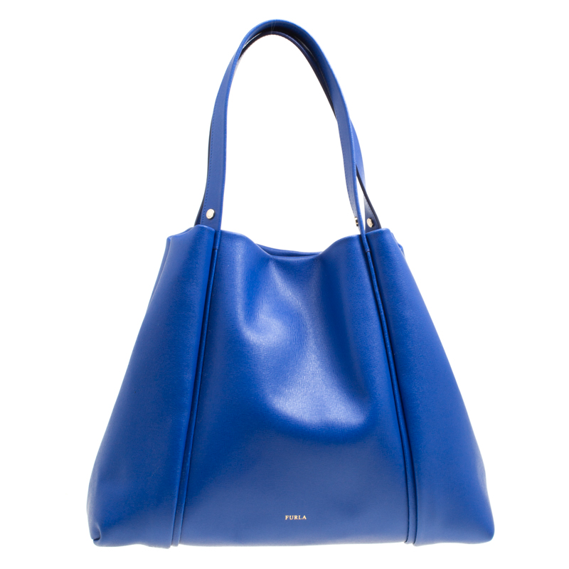 Pre Owned Furla Blue Leather Tote
