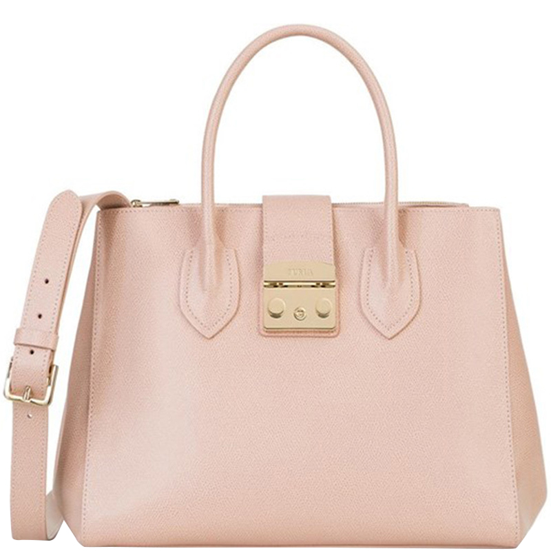 

Furla Moonstone Textured Leather Medium Metropolis Tote, Pink