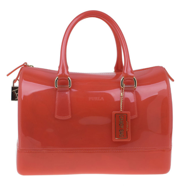 Pre Owned Furla Red Gloss PVC Candy Satchel