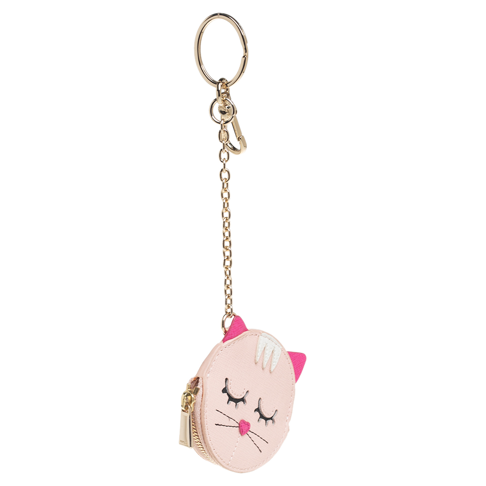 

Furla Pink Leather Cat Face Bag Charm