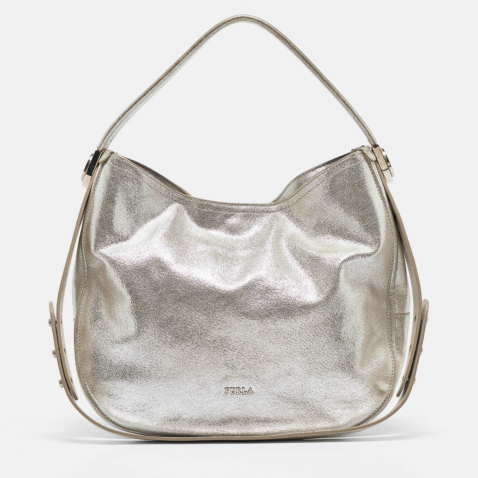 

Furla Silver Leather Hobo