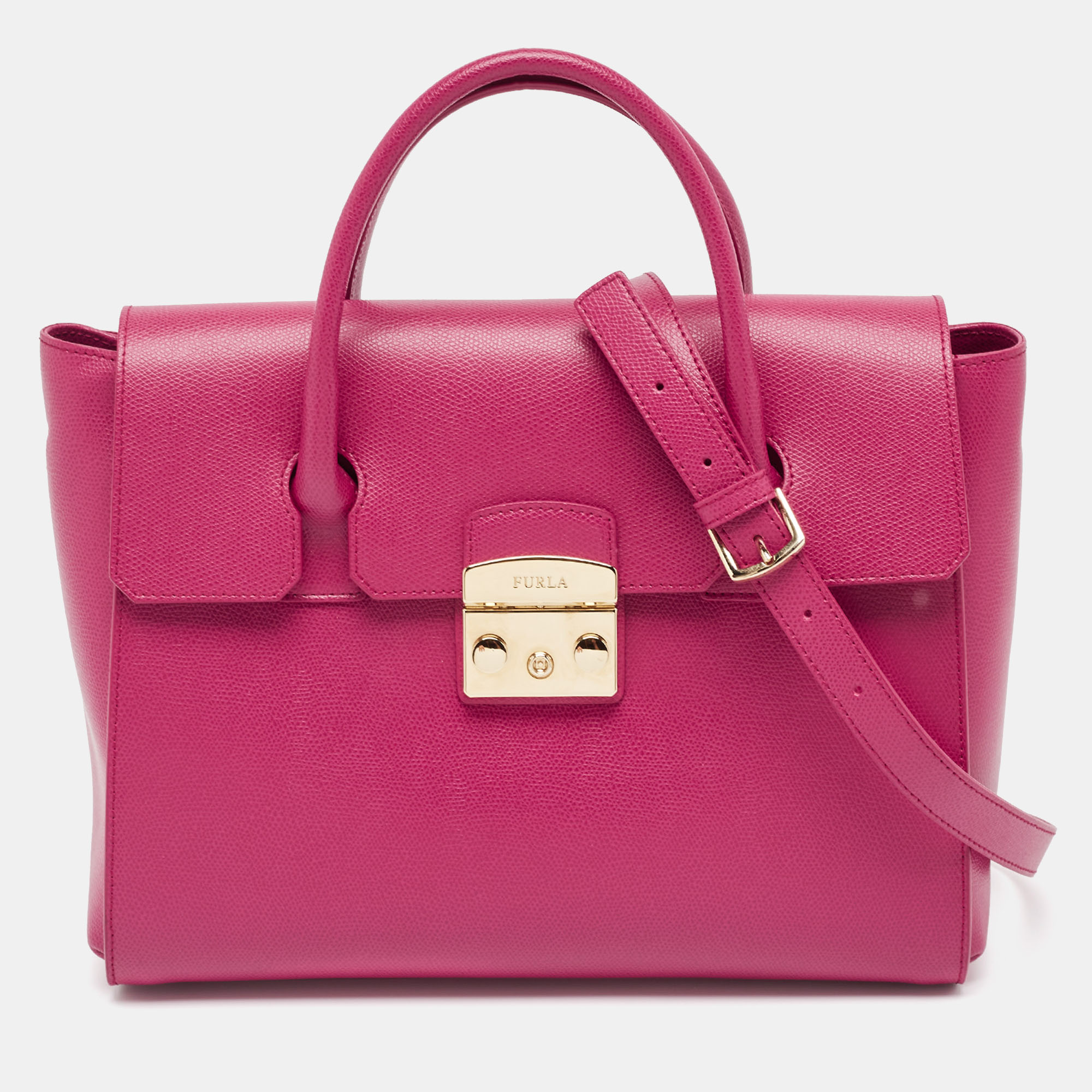 

Furla Fuchsia Leather Metropolis Tote, Pink