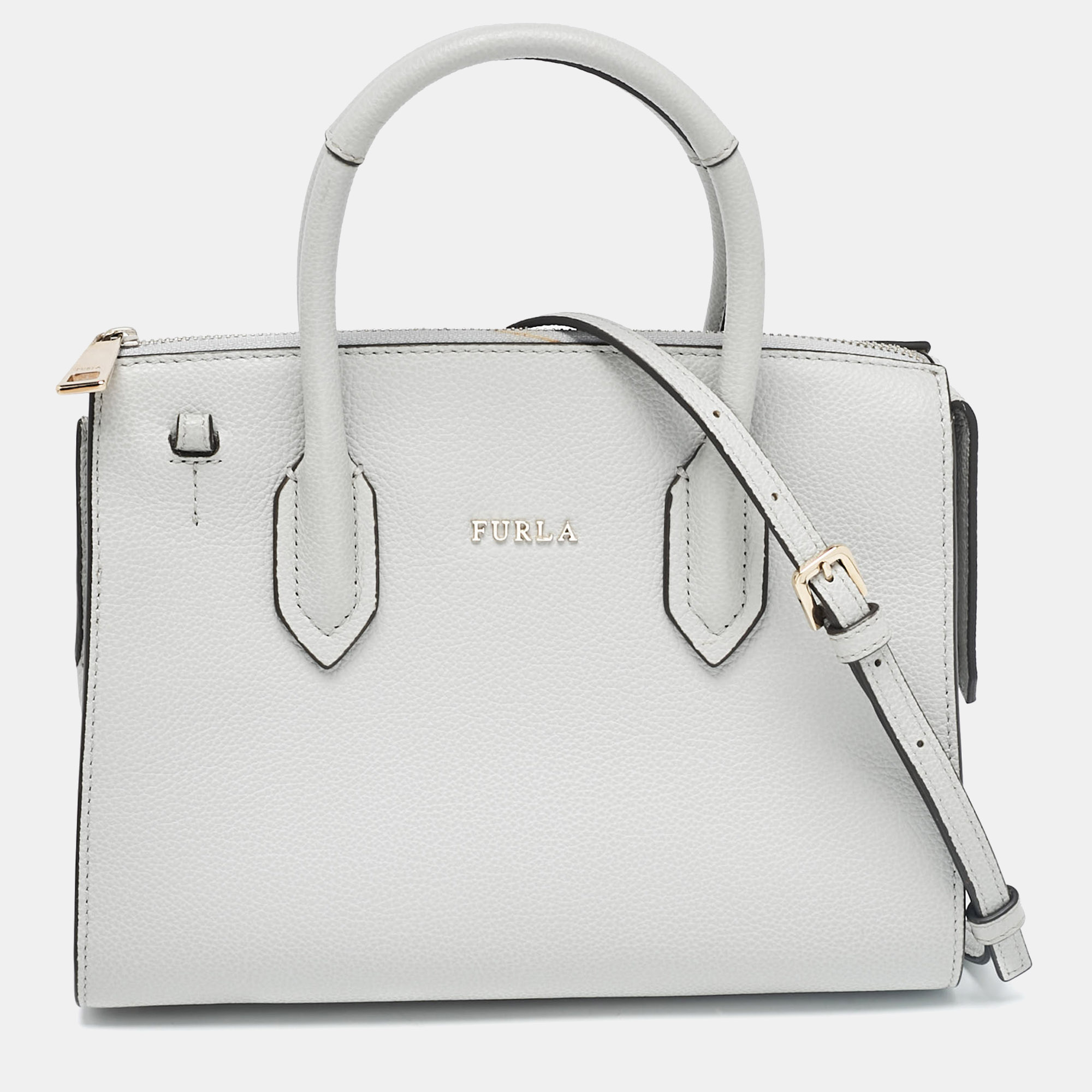 

Furla Grey Leather Zip Tote