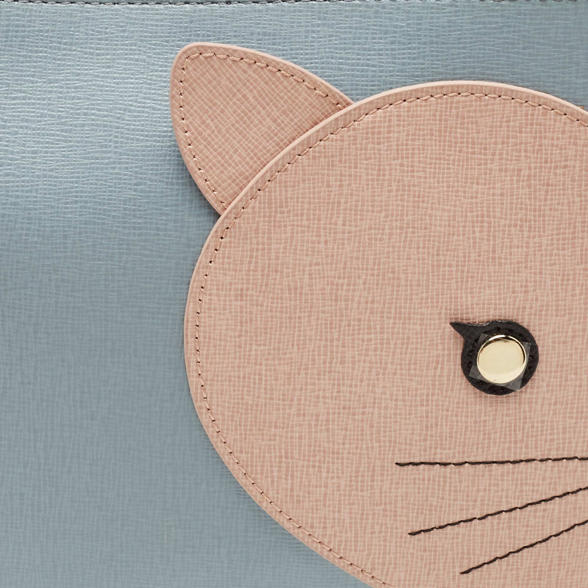 Furla Multicolor Leather Cat Wristlet Pouch 