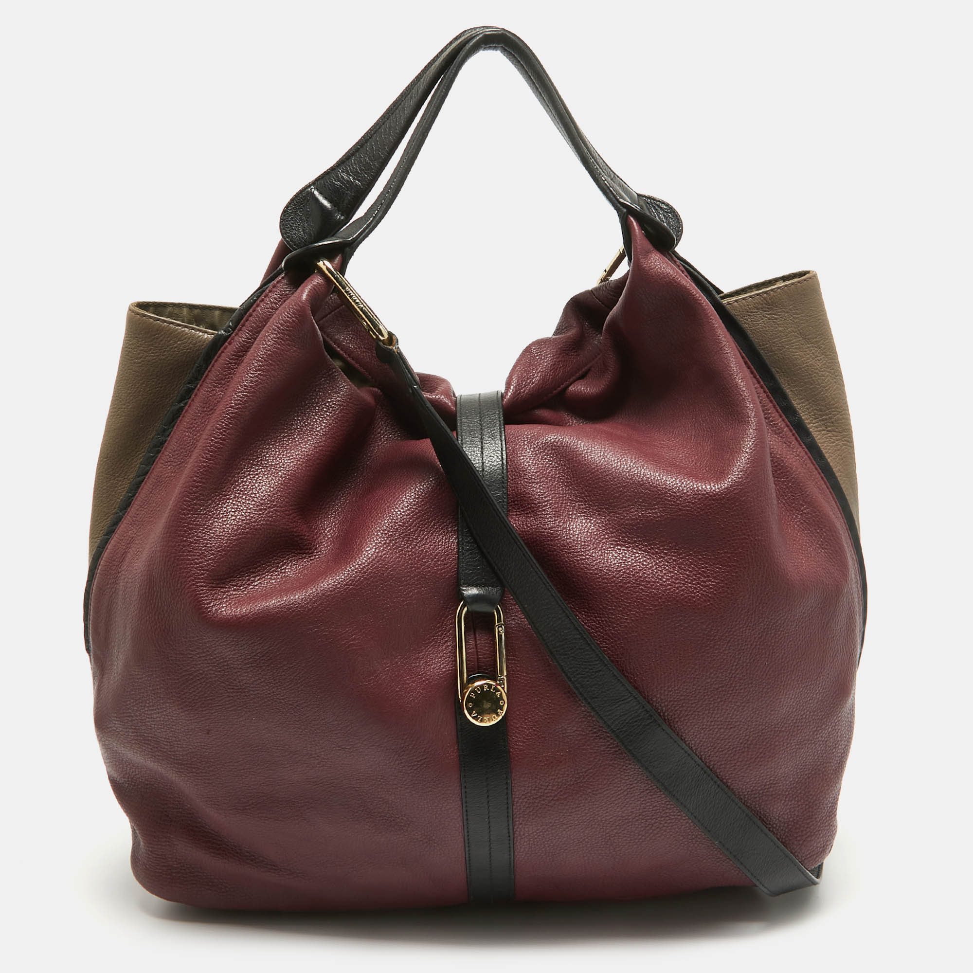 

Furla Burgundy/Beige Leather Clasp Shoulder Bag