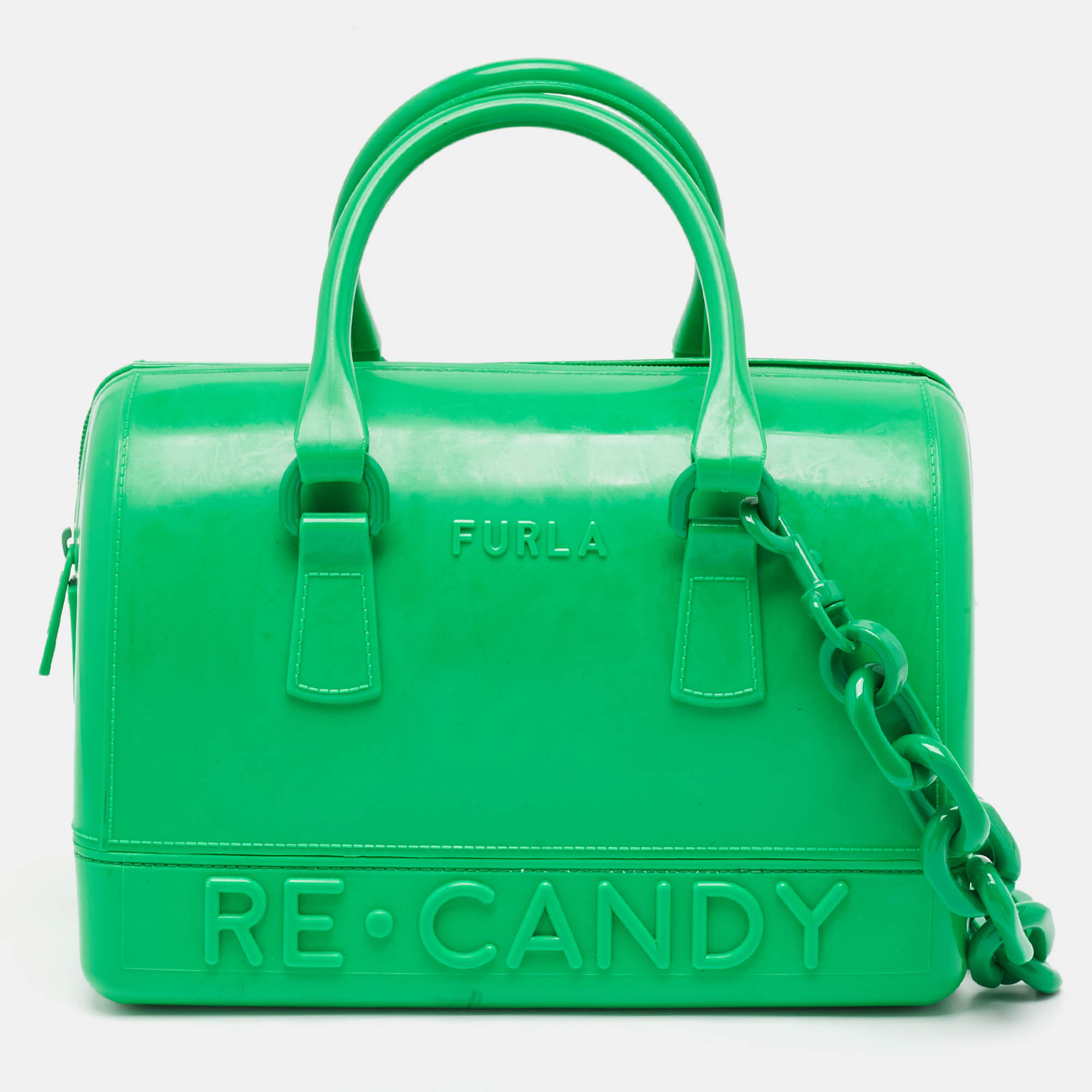 

Furla Green Rubber Re-Candy Satchel