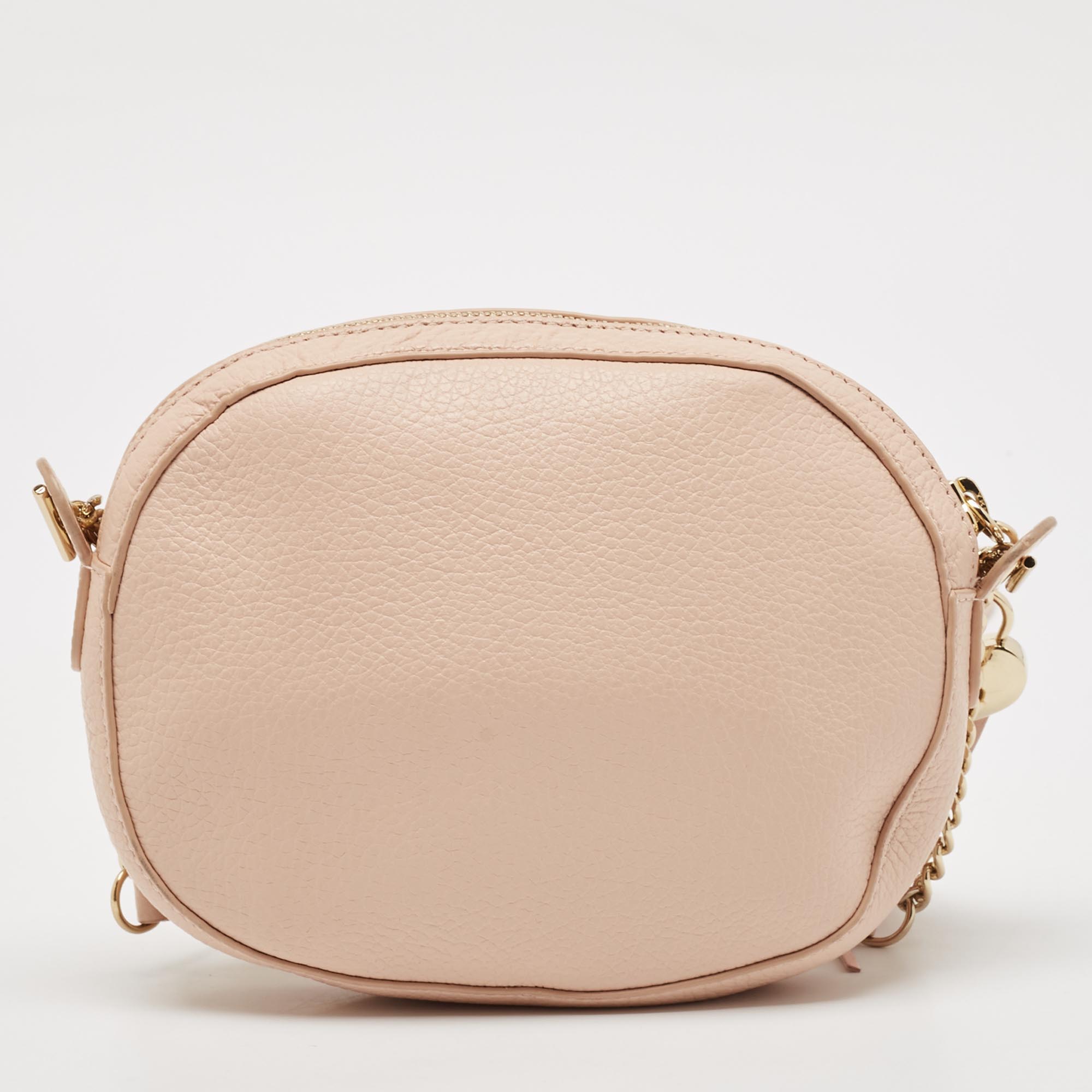 Furla Blush Pink Leather Mini Cara Crossbody Bag 