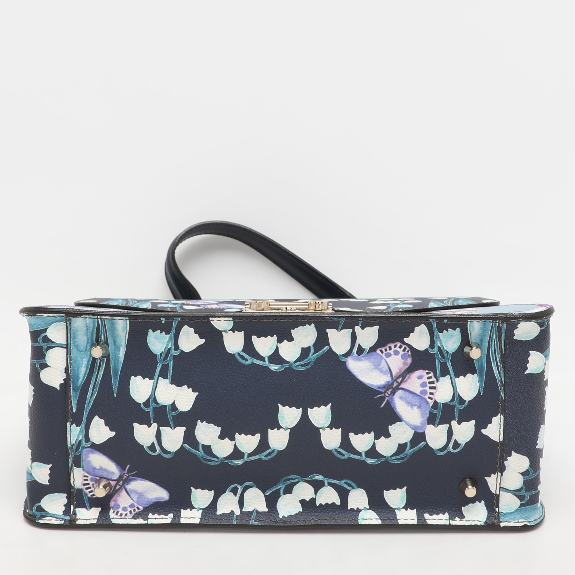 Furla Multicolor Flower and Butterfly Print Coated Canvas Metropolis Top Handle Bag 