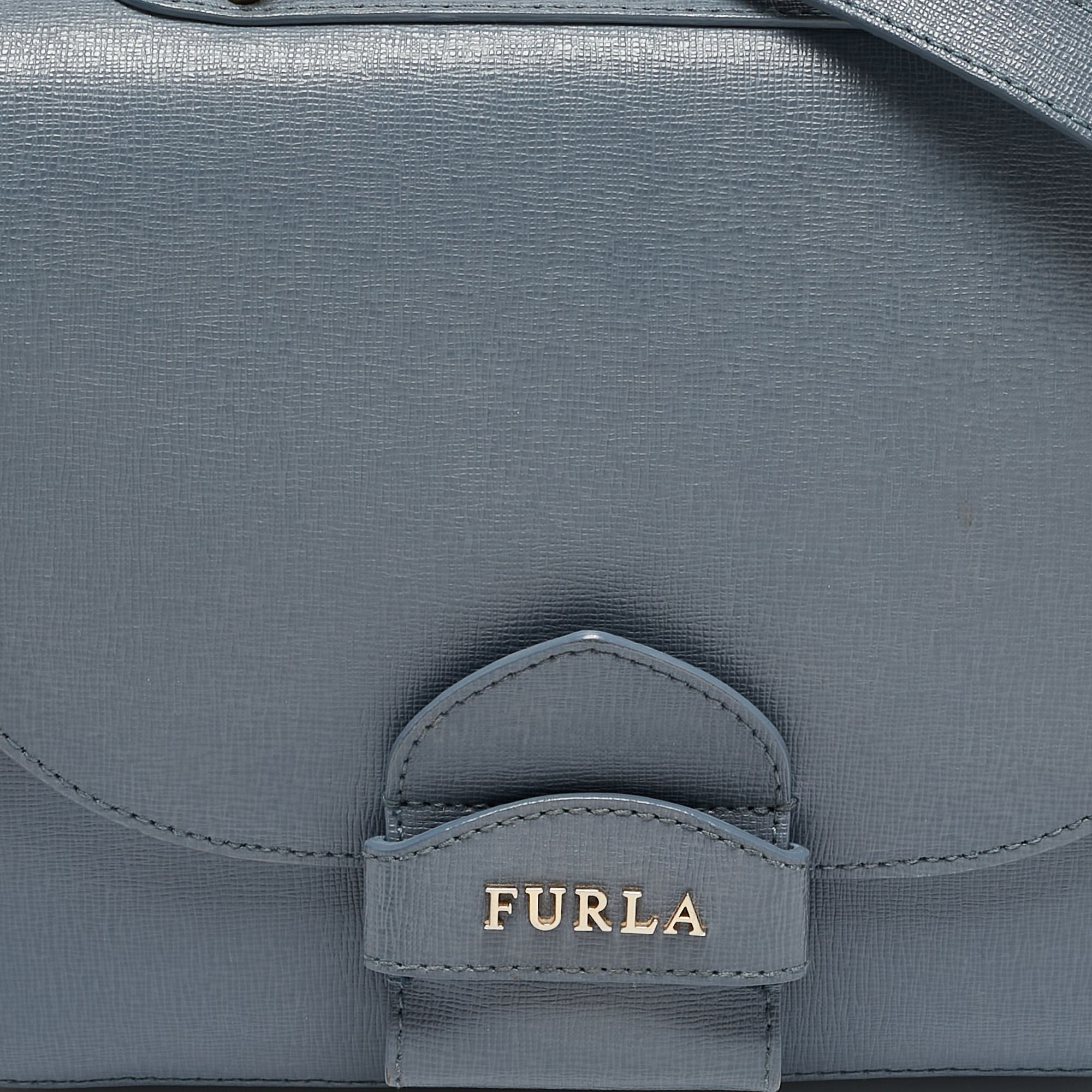 Furla Light Blue Leather Top Handle Bag 