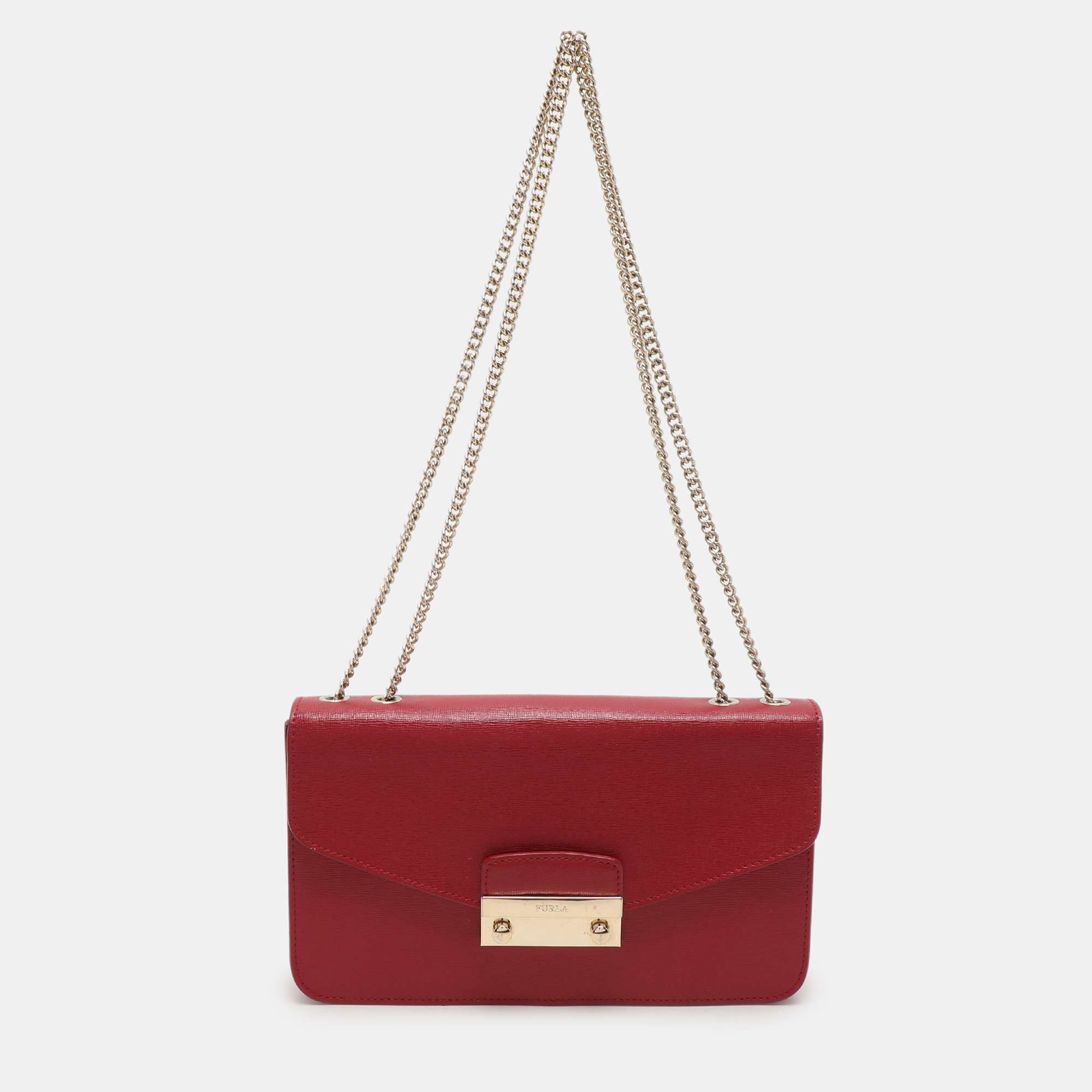 

Furla Red Leather Metropolis Chain Shoulder Bag