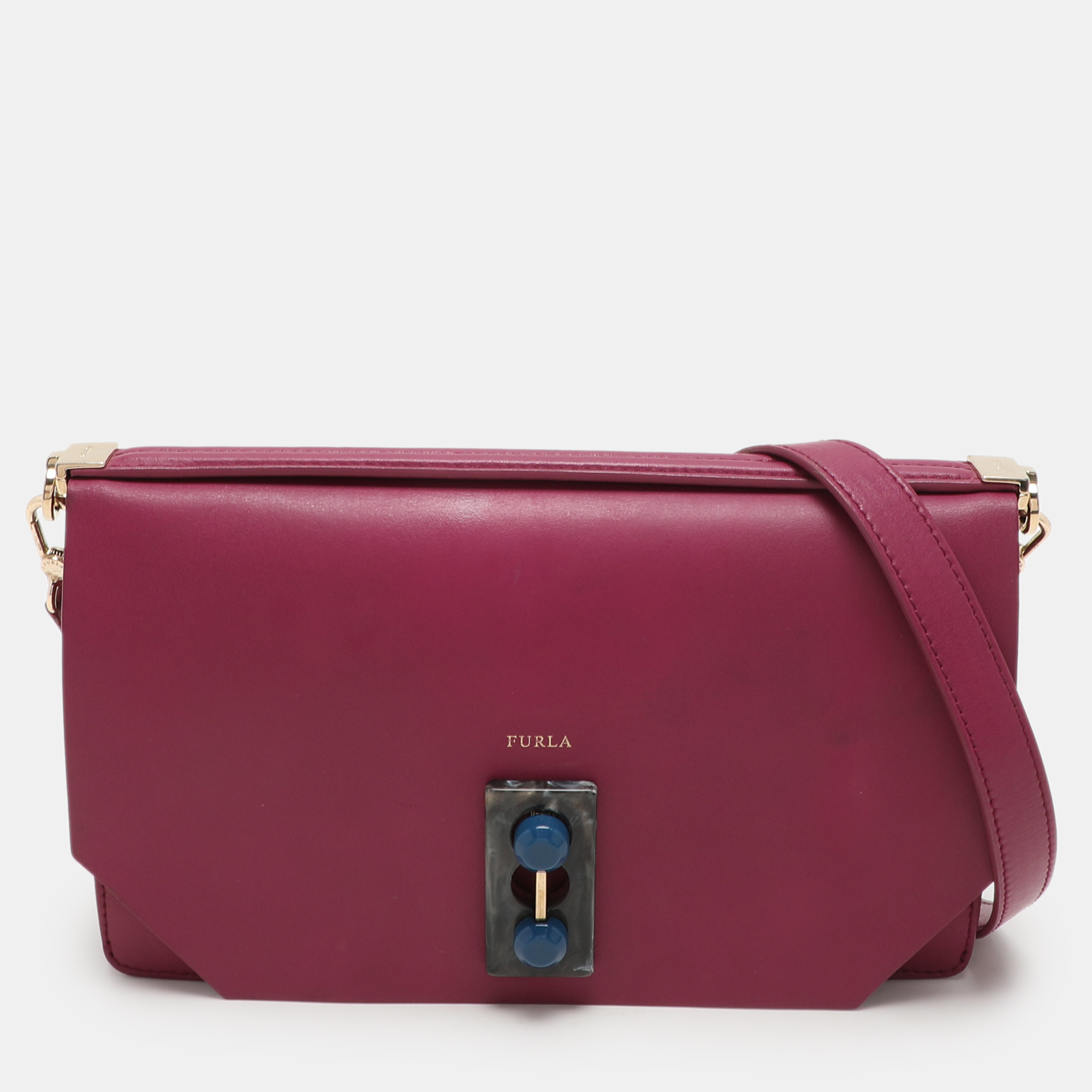 

Furla Magenta Leather Embellished Flap Shoulder Bag, Pink