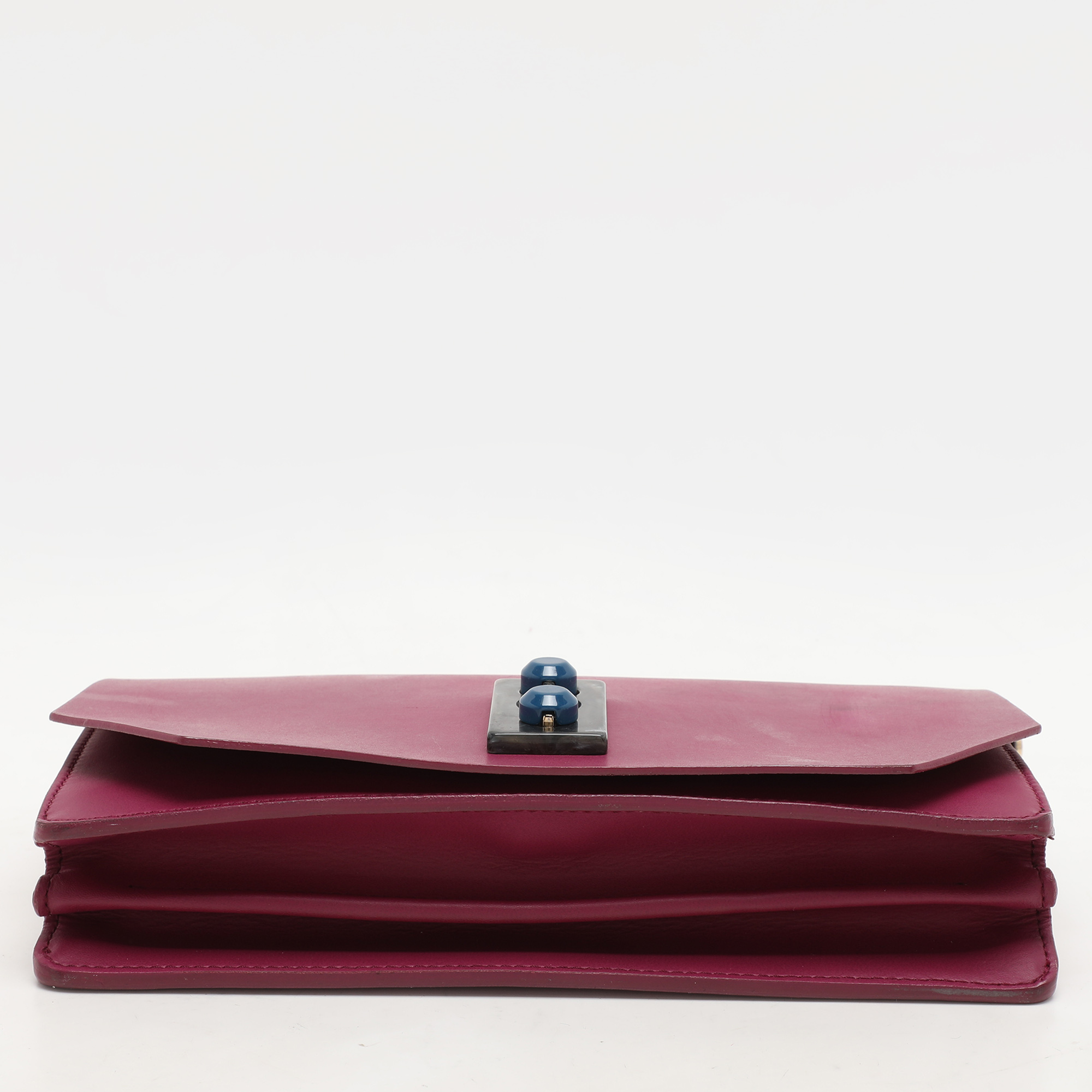 Furla Magenta Leather Embellished Flap Shoulder Bag 6