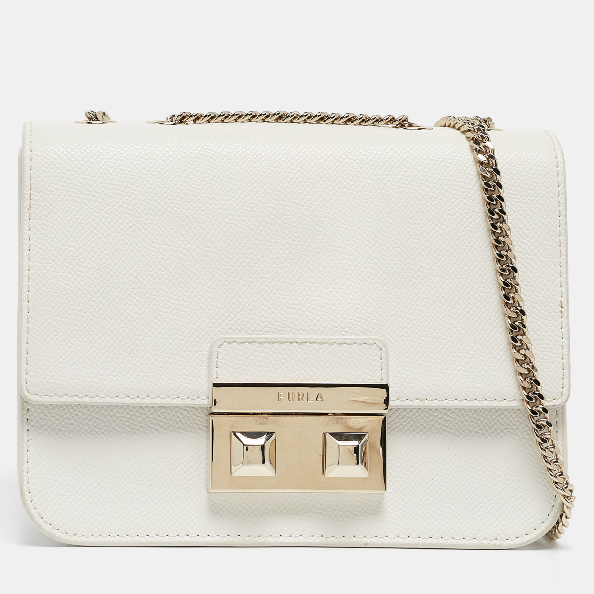 

Furla White Leather Mini Bella Crossbody Bag