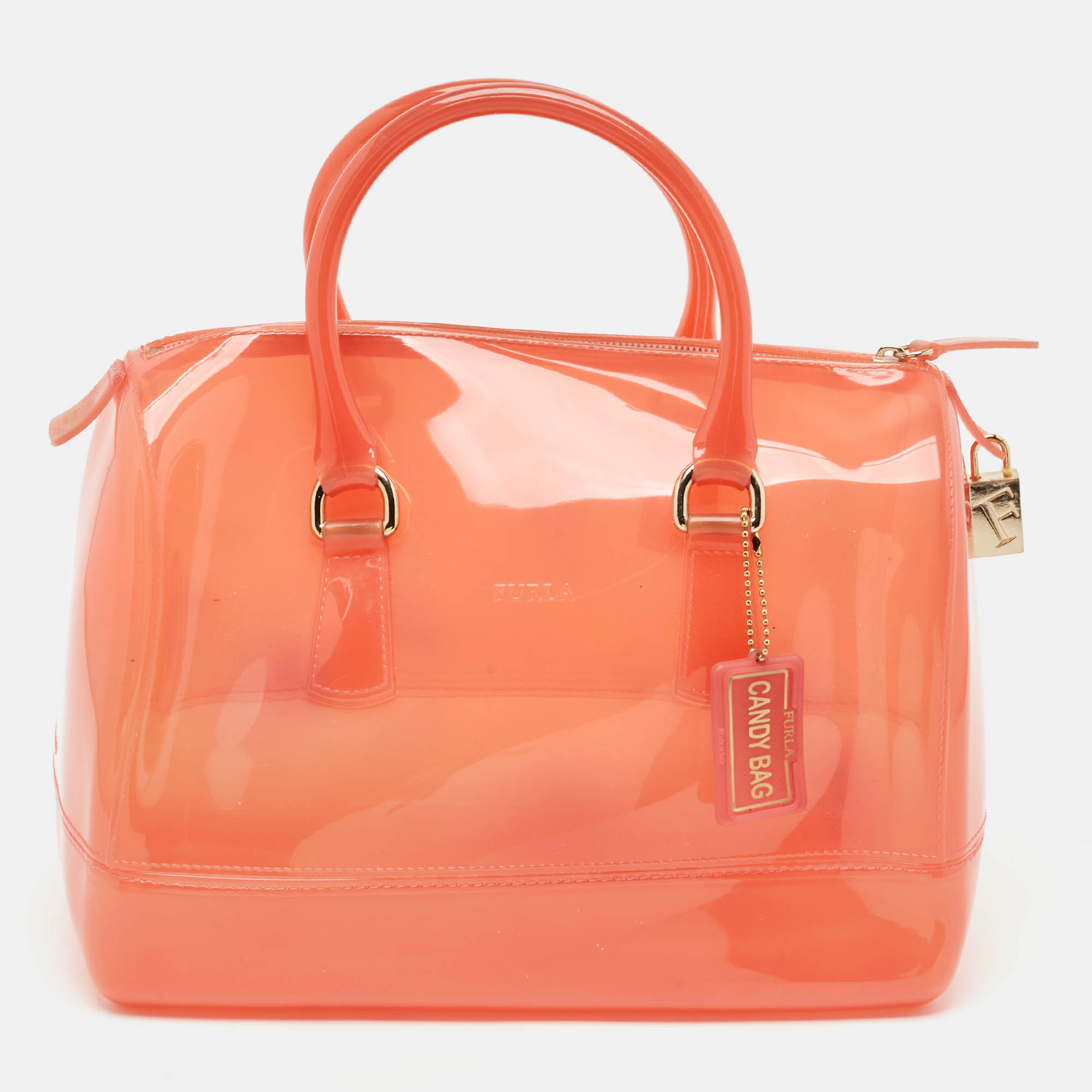 

Furla Light Red Rubber Medium Candy Satchel