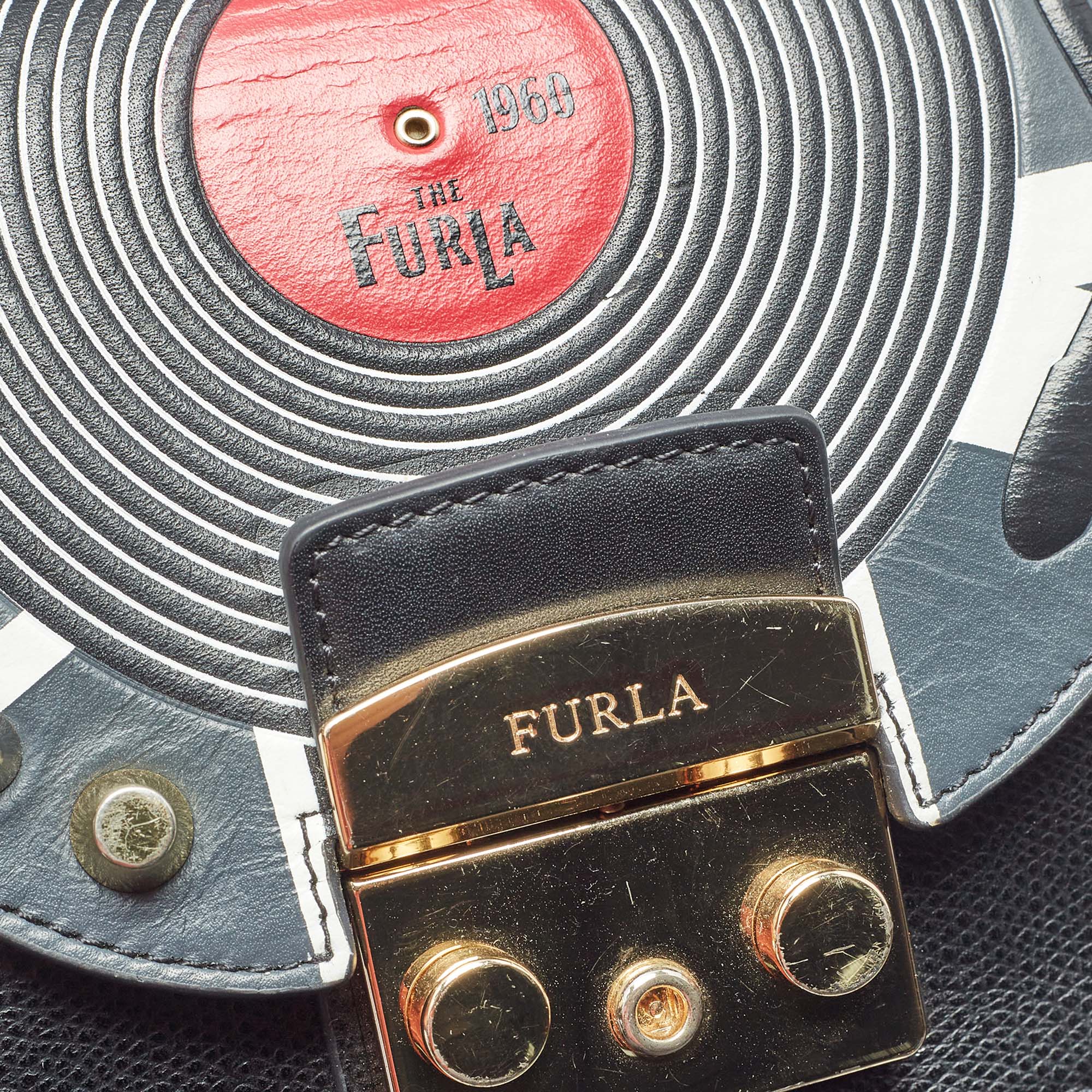 Furla Multicolor Leather Mini Music Theme Metropolis Crossbody Bag 