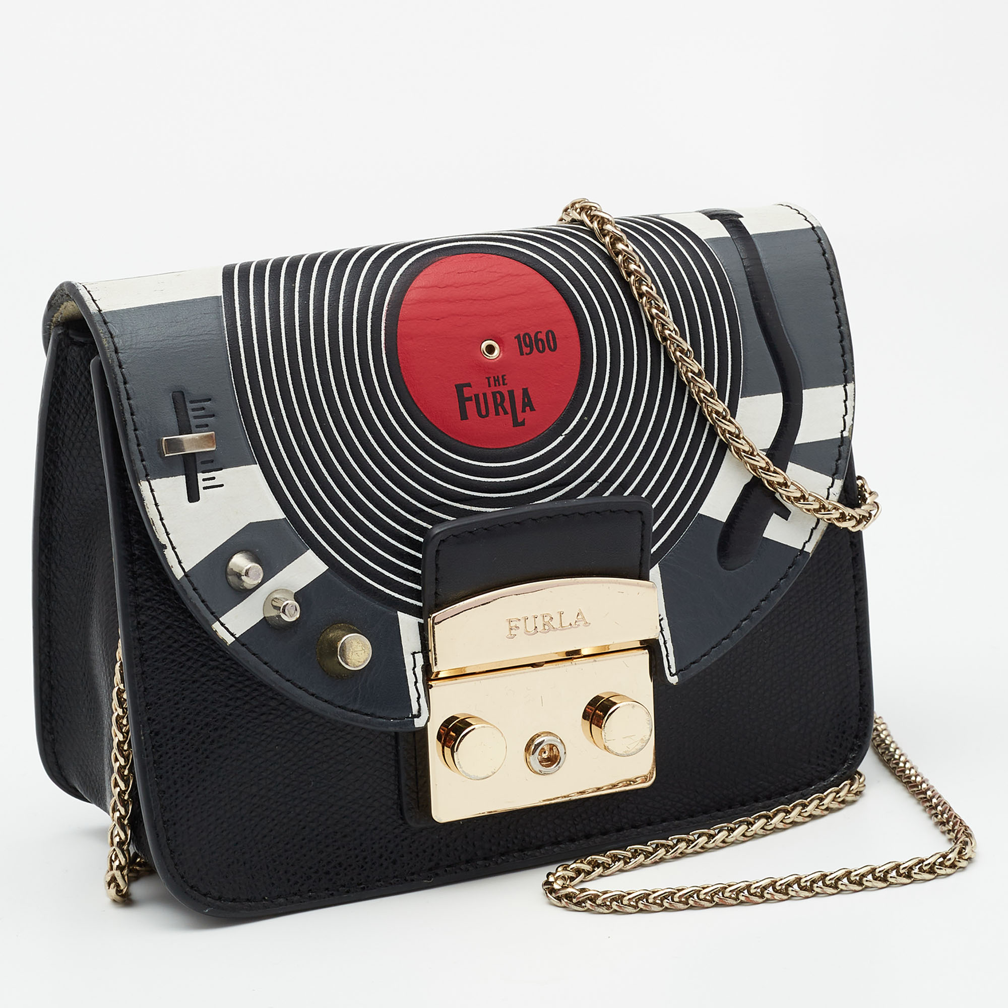 Furla Multicolor Leather Mini Music Theme Metropolis Crossbody Bag 