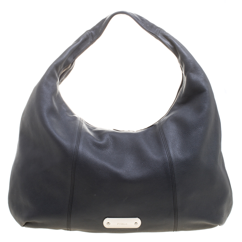 Pre Owned Furla Dark Grey Leather Salome Hobo