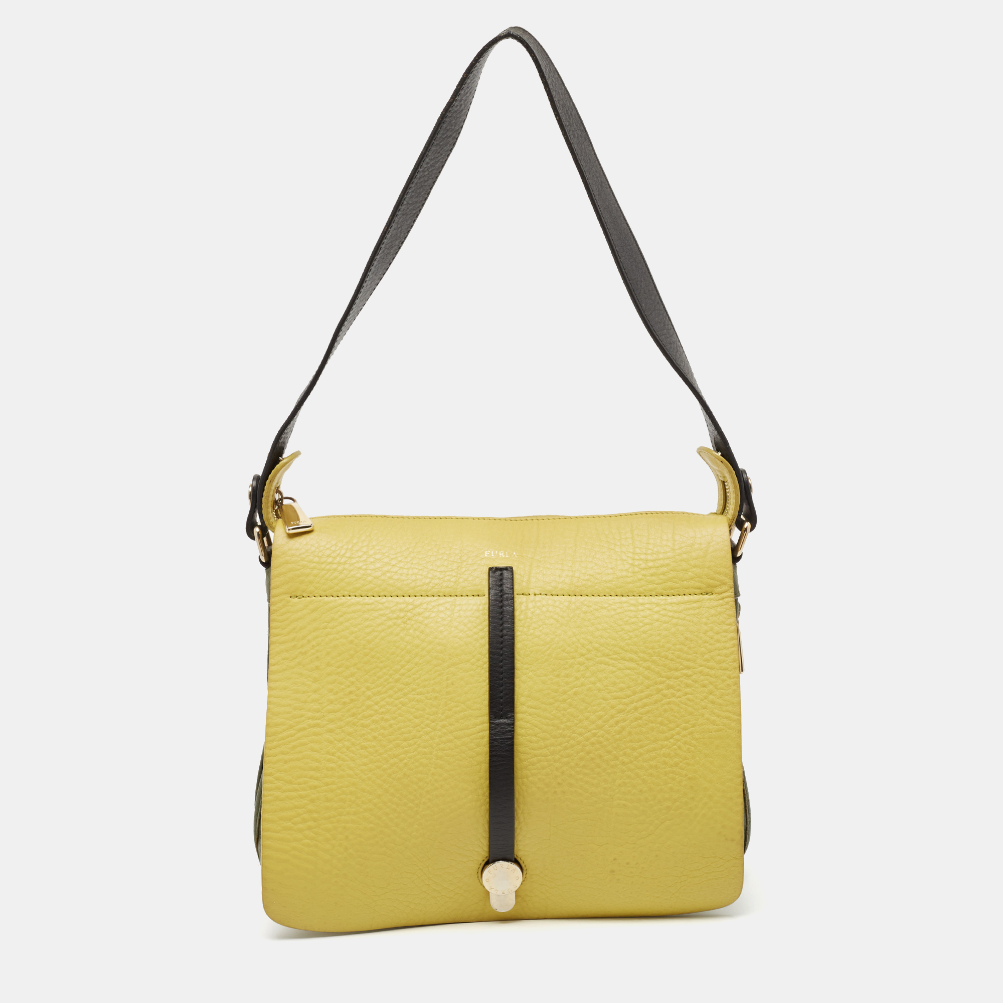 

Furla Green/Yellow Leather Globetrotter Messenger Bag