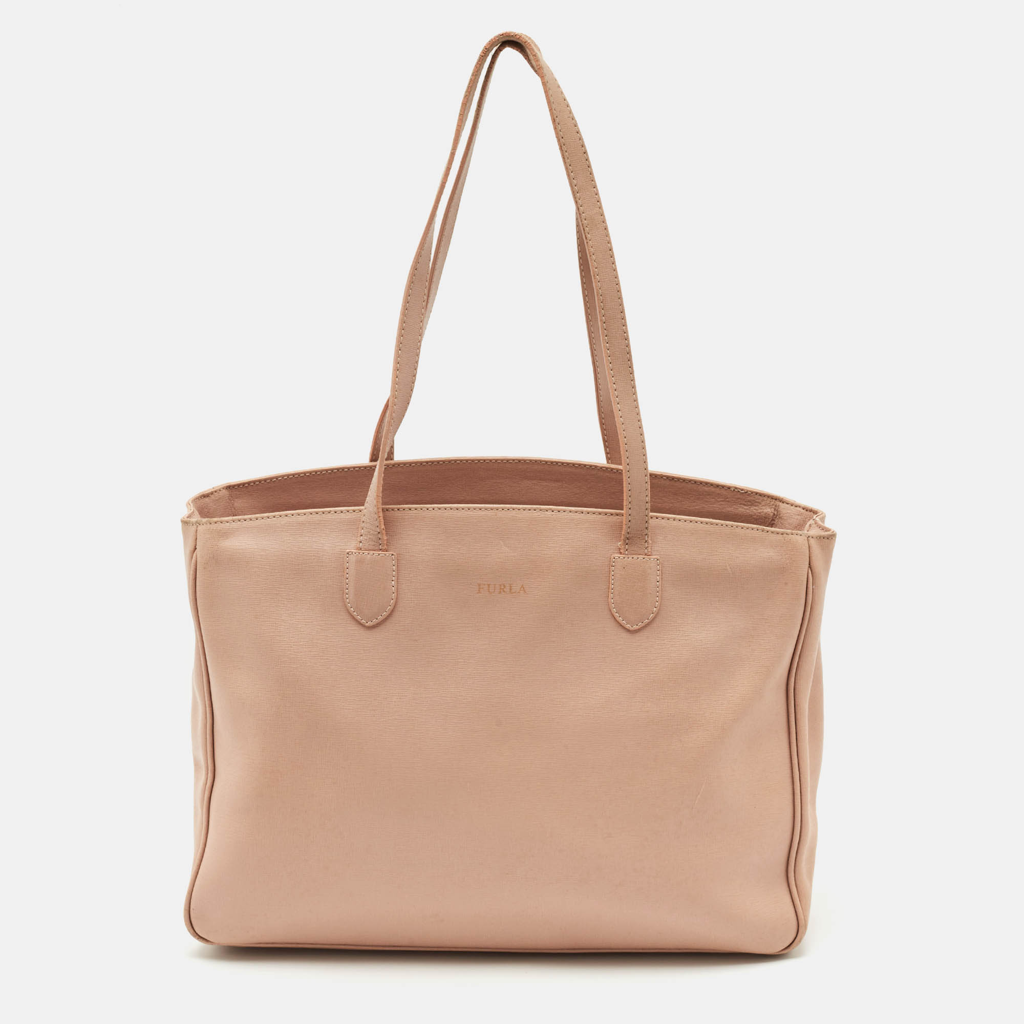 

Furla Old Rose Leather Open Tote, Pink