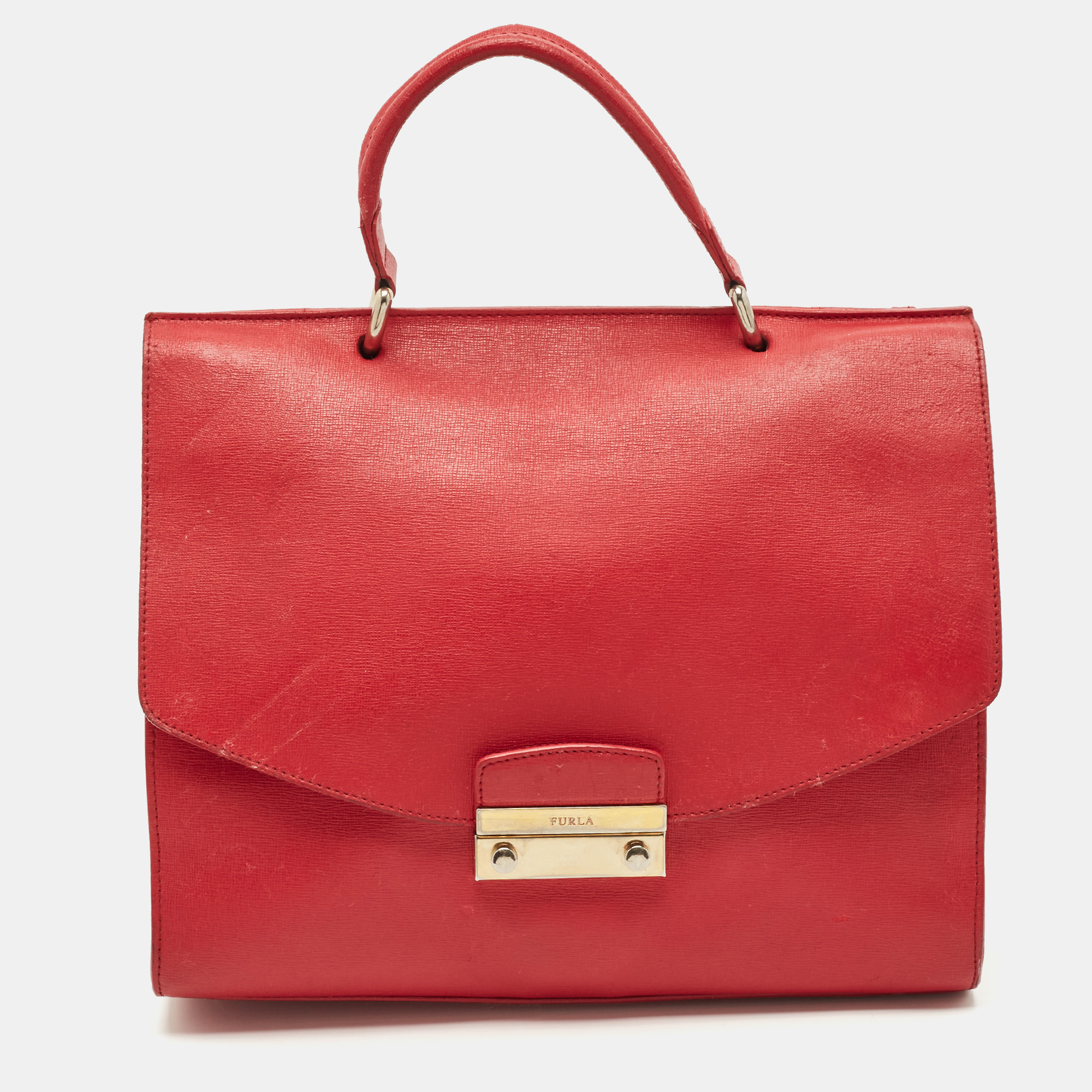 

Furla Red Leather  Julia Top Handle Bag