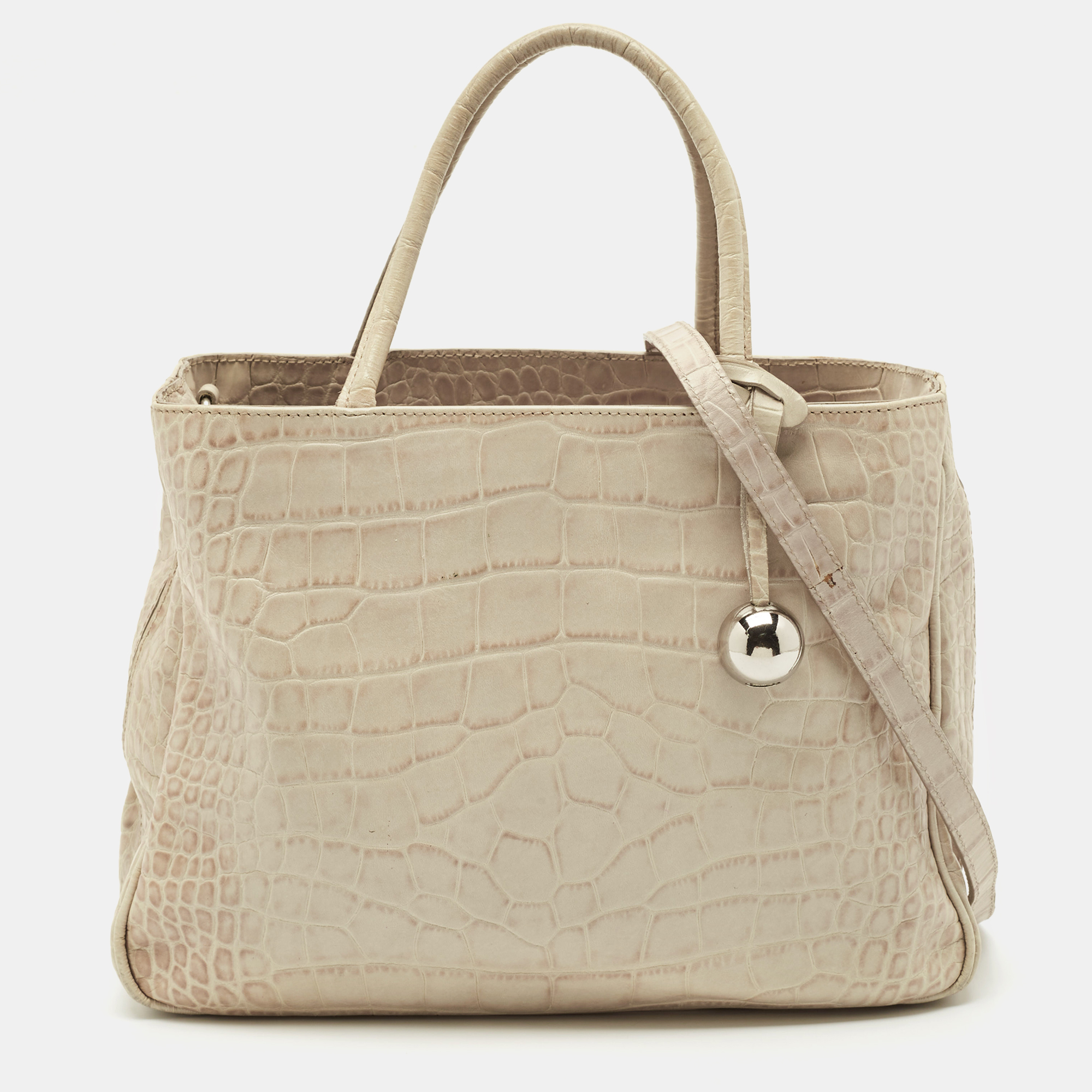 

Furla Light Beige Croc Embossed Leather Practica Tote