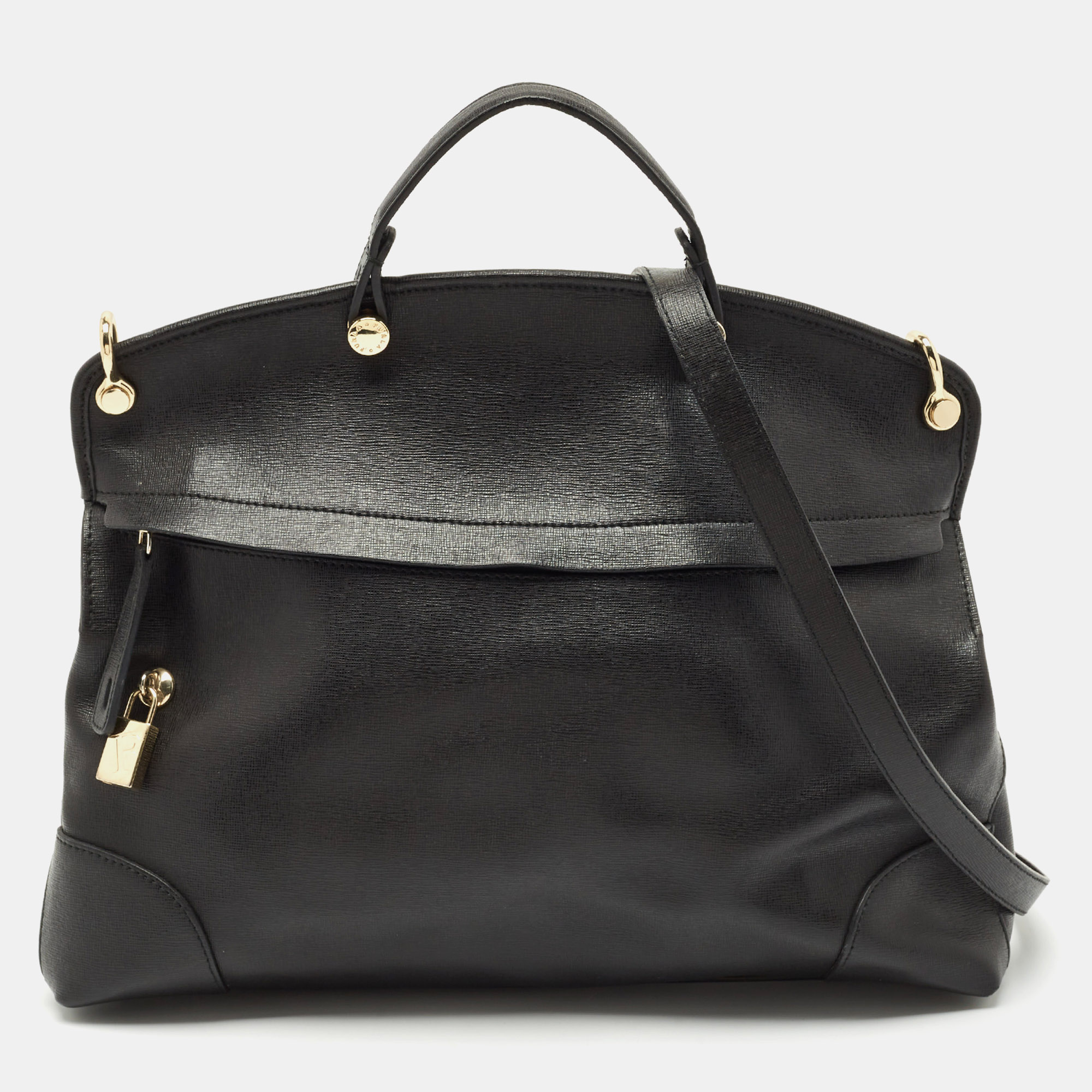 

Furla Black Leather Piper Dome Satchel