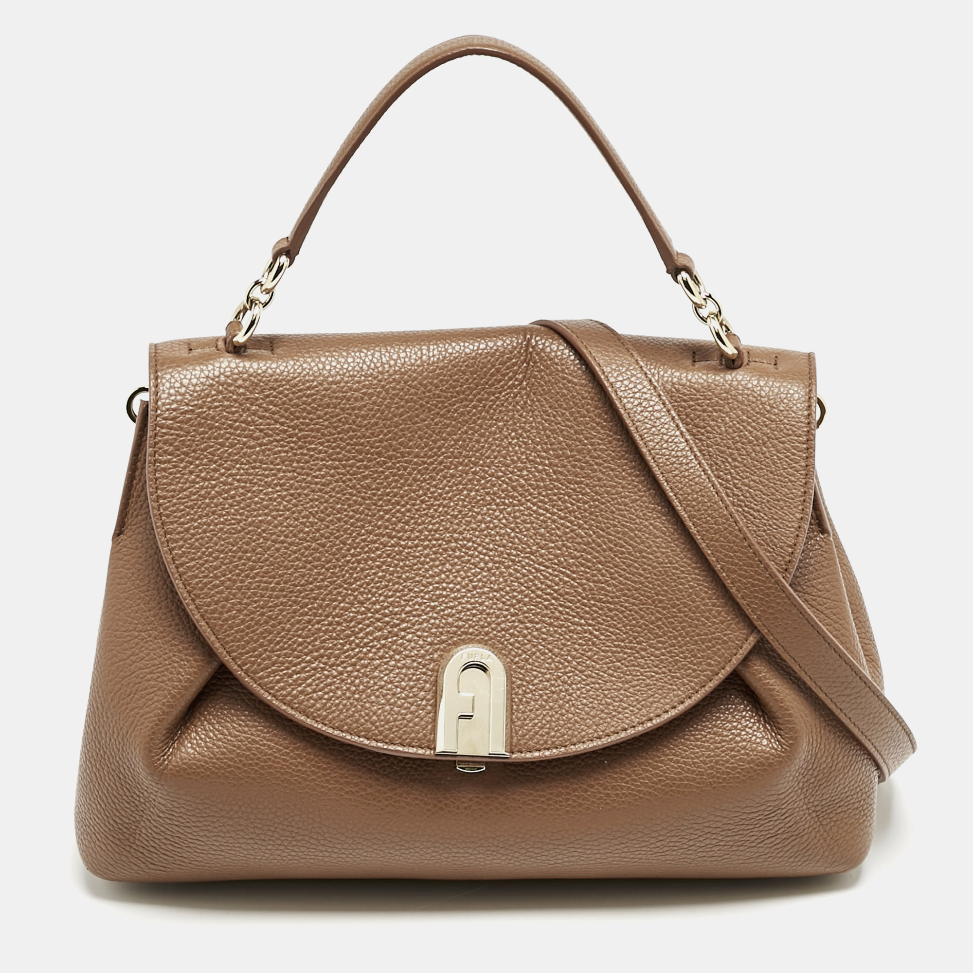

Furla Brown Leather Sleek Top Handle Bag