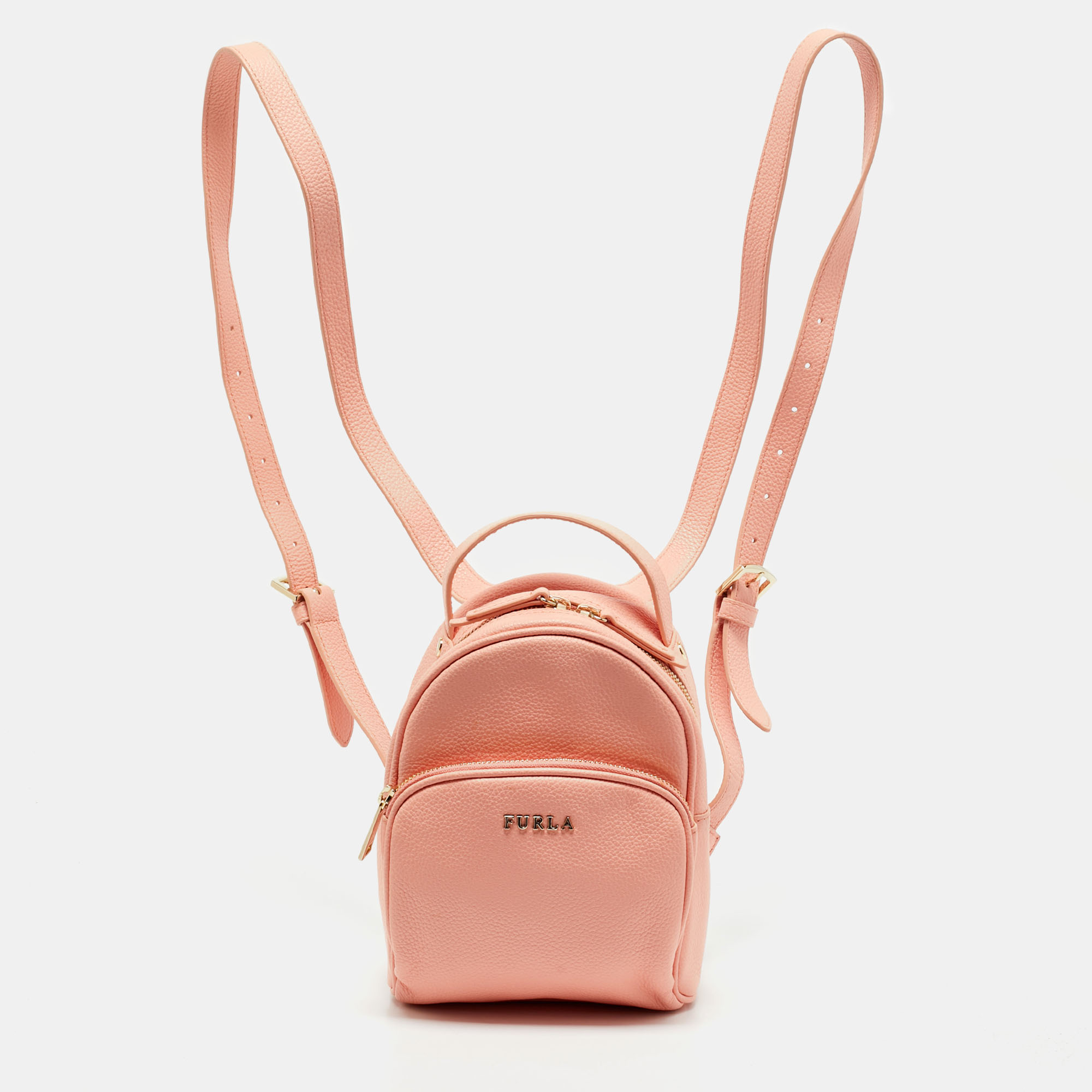 

Furla Peach Leather Mini Frida Backpack, Orange
