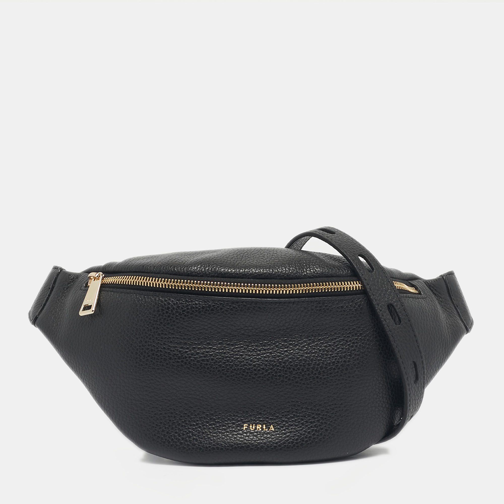 

Furla Black Leather Net Belt Bag