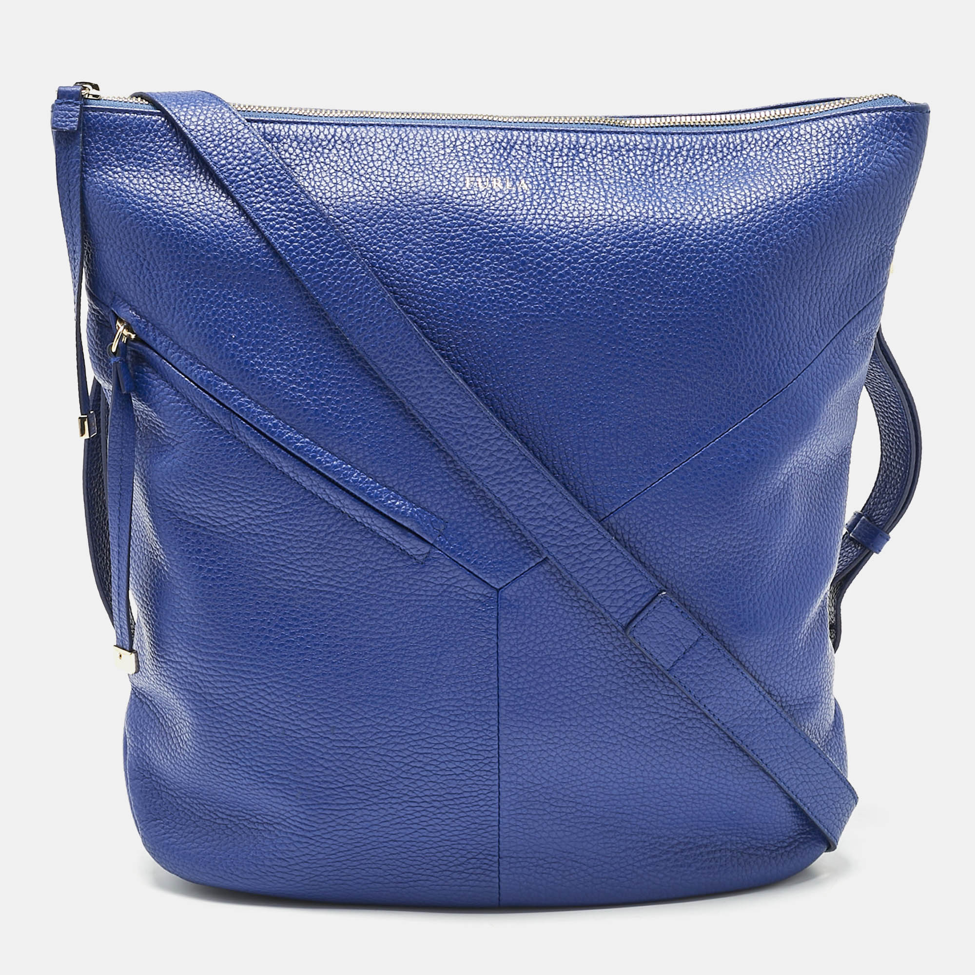 

Furla Blue Leather Zipped Shoulder Bag