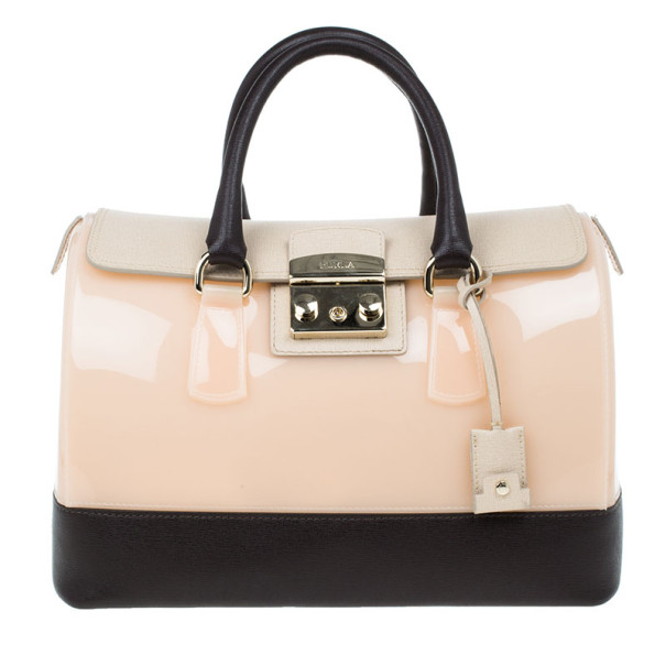 Pre Owned Furla Tri-Color Rubber and Leather Candy Satchel