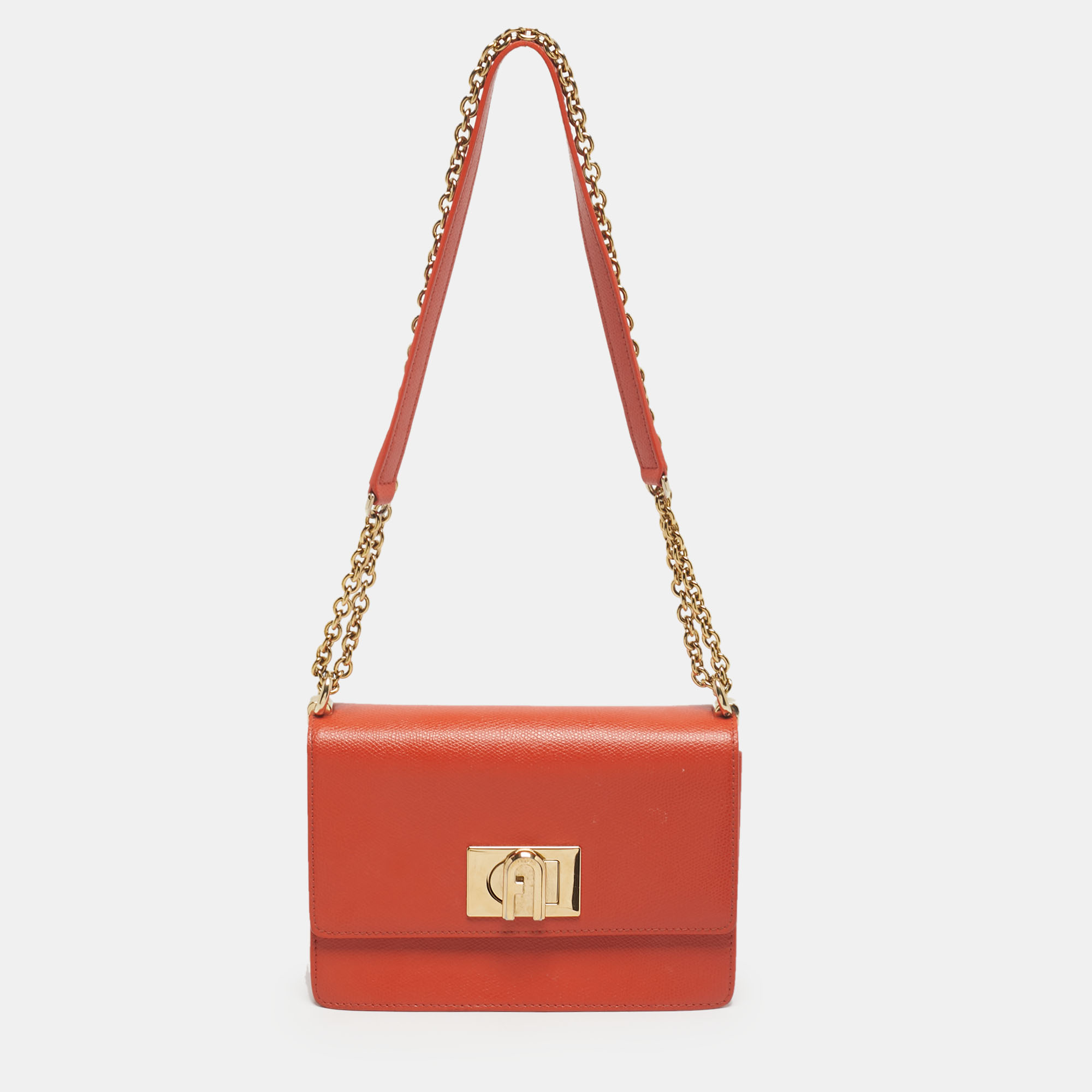 

Furla Orange Leather Mini 1927 Crossbody Bag