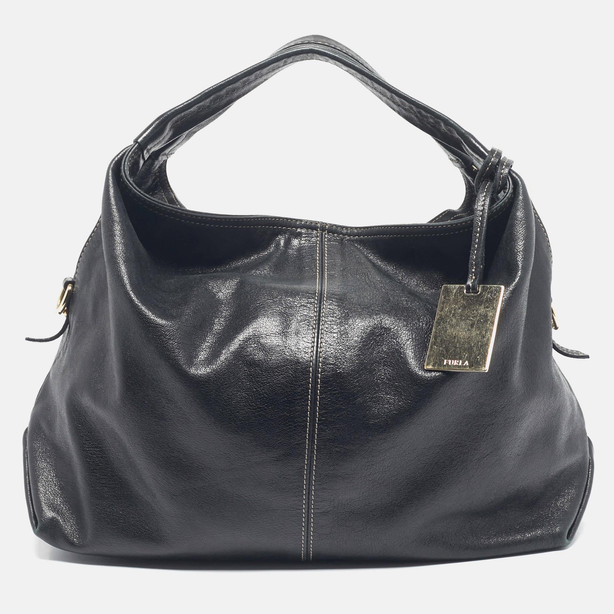 Pre-owned Furla Black Leather Elisabeth Hobo
