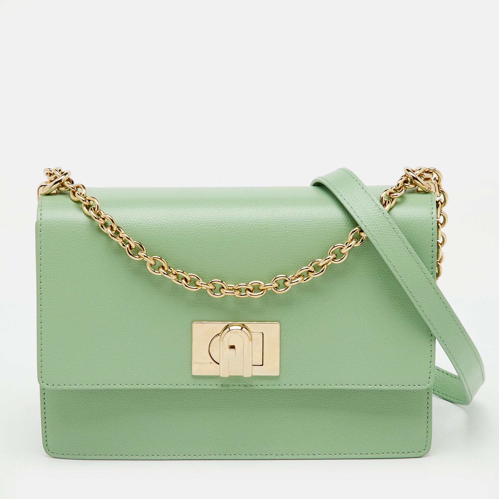 

Furla Light Green Leather Small 1927 Crossbody Bag